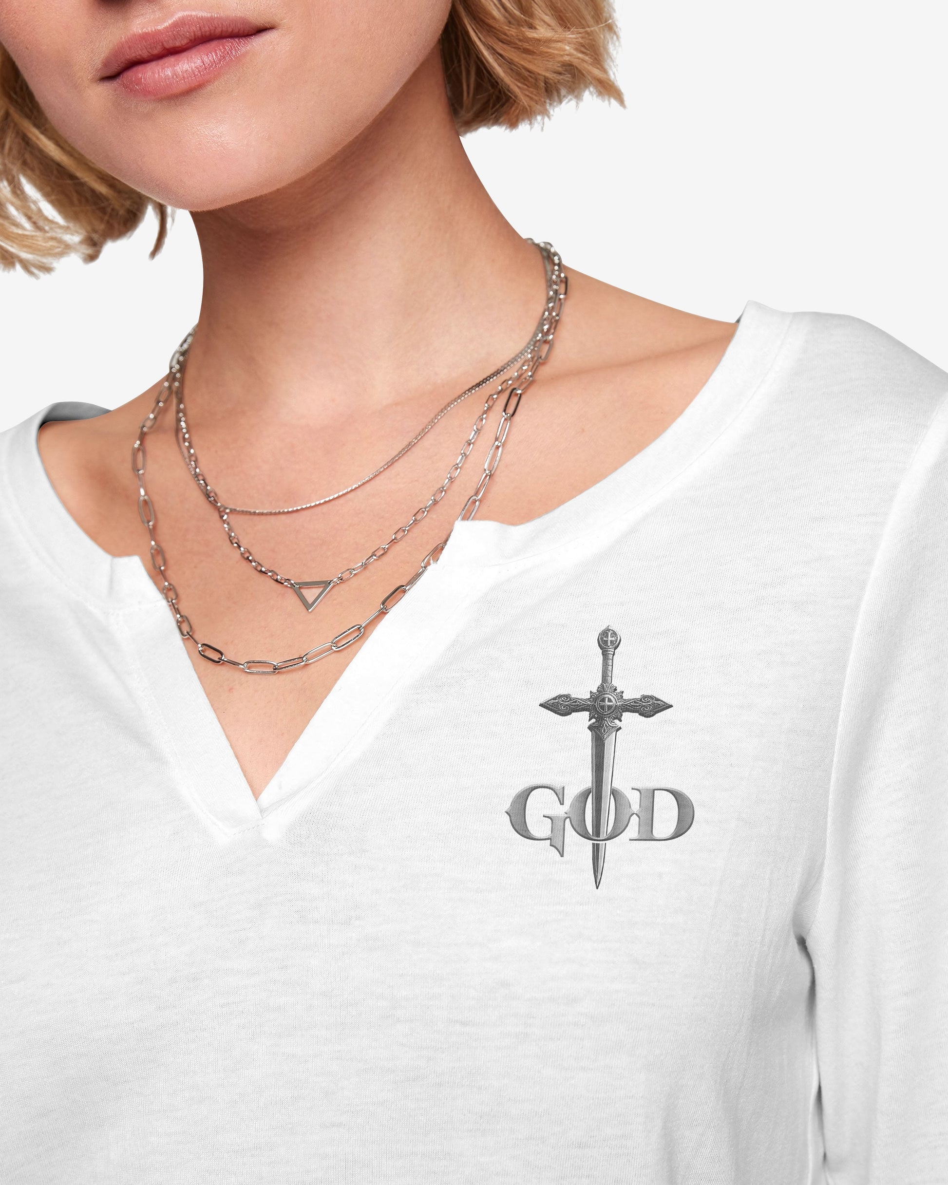A Child Of God Man Of Faith A Warrior Of Christ All Over Print V-neck Long Sleeves Shirt