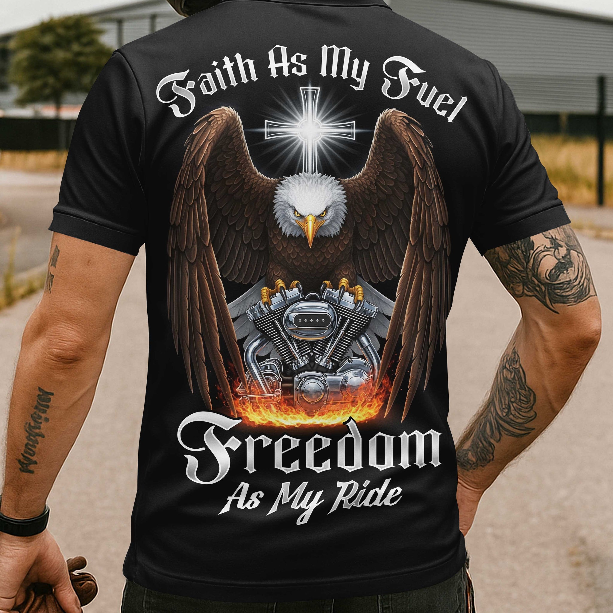 Faith As My Fuel Freedom As My Ride All Over Print Polo
