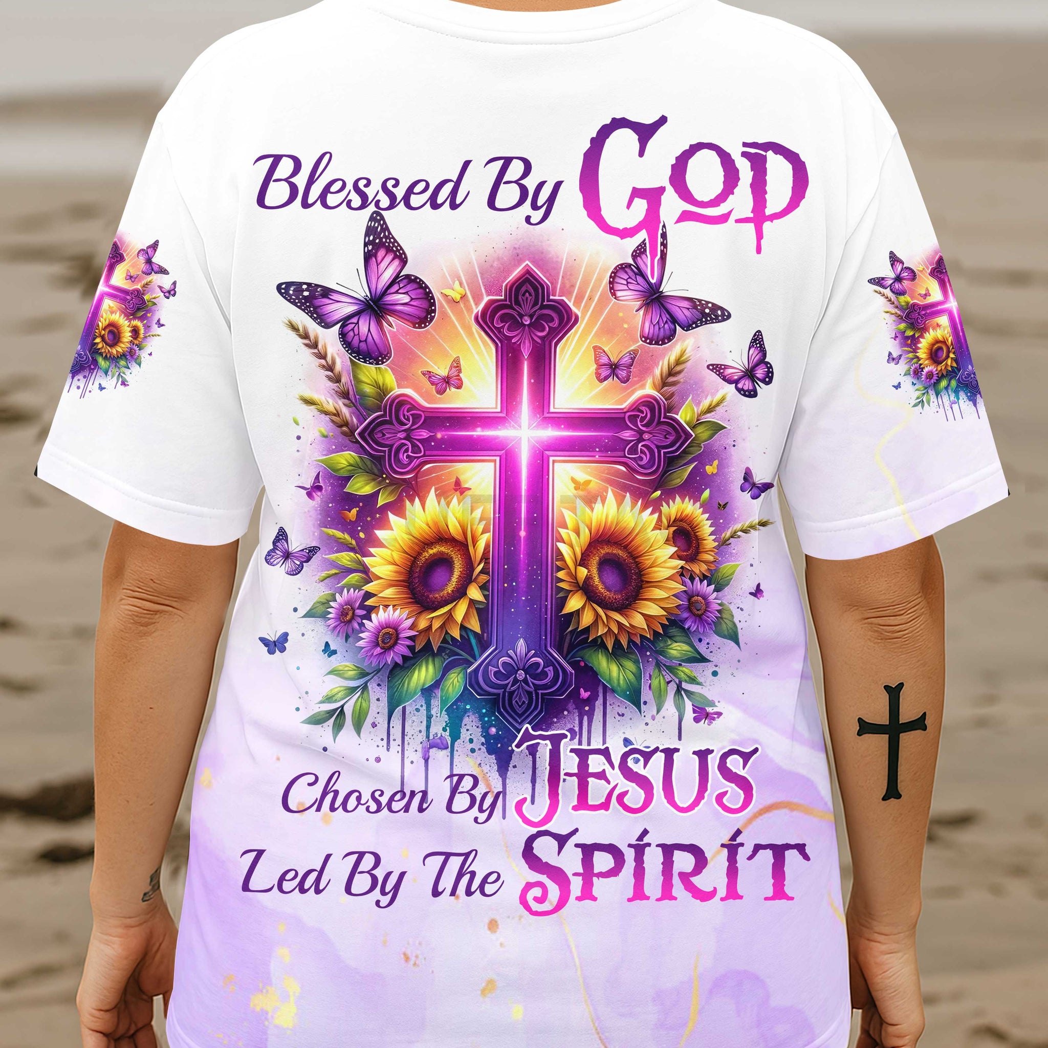 Blessed By God Chosen By Jesus Led By The Spirit All Over Print T-Shirt
