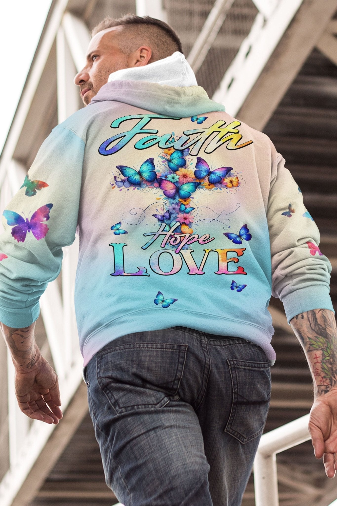 Butterfly Faith Hope Love All Over Print Hoodie