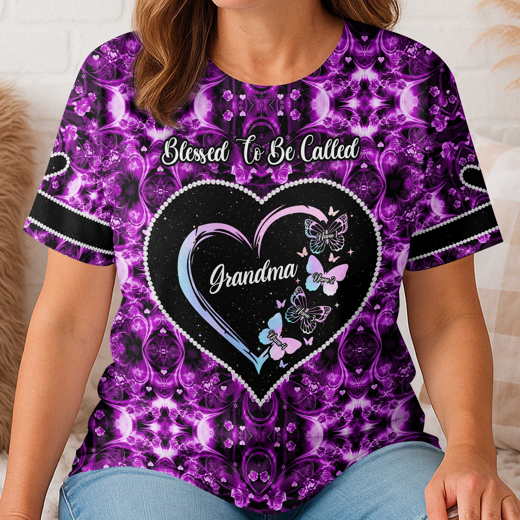 Blessed To Be Called Grandma All Over Print T-Shirt