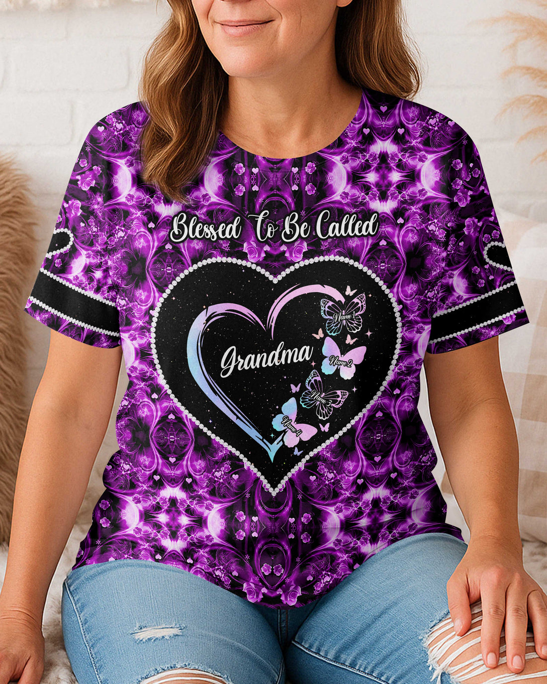 Blessed To Be Called Grandma All Over Print T-Shirt