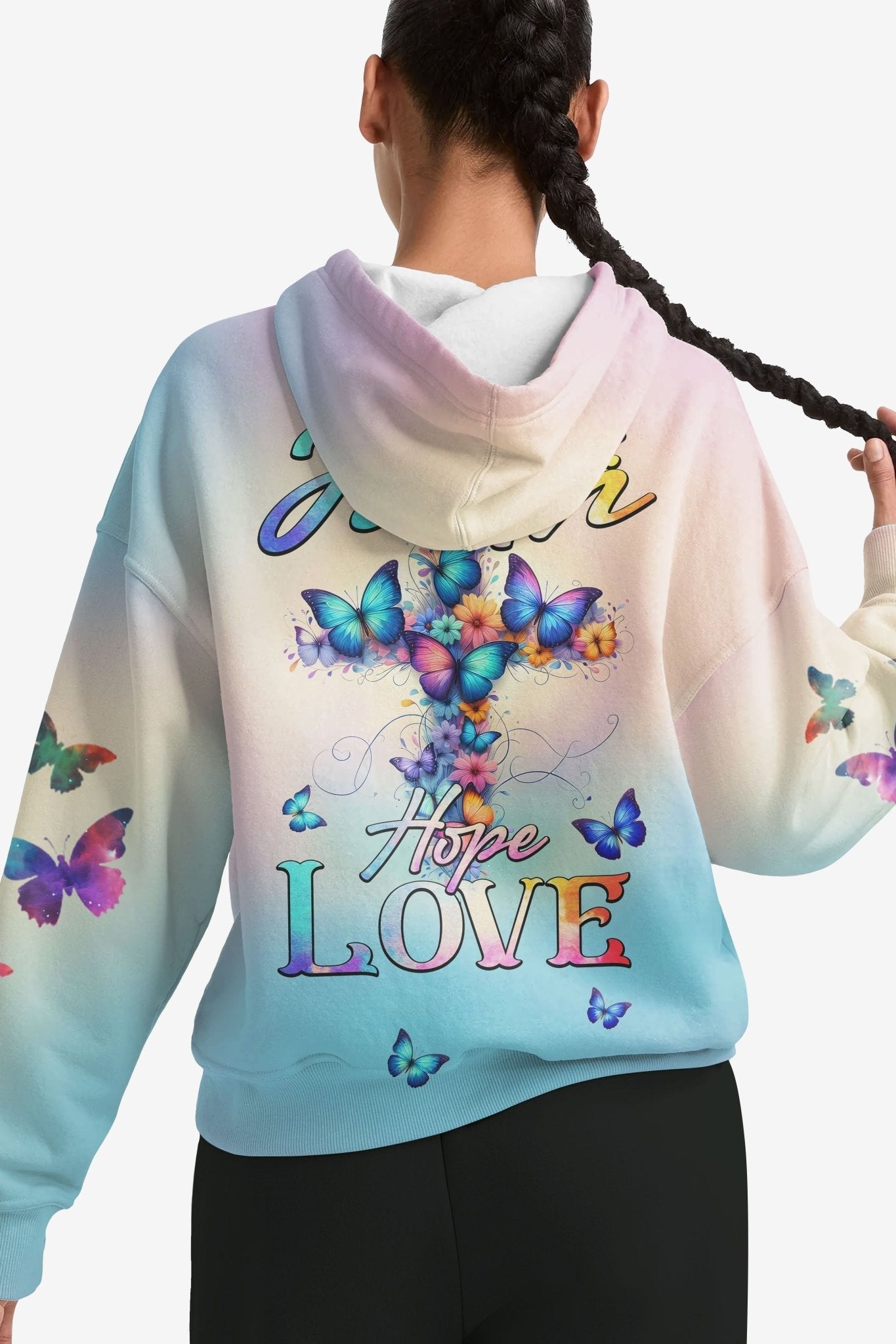 Butterfly Faith Hope Love All Over Print Hoodie