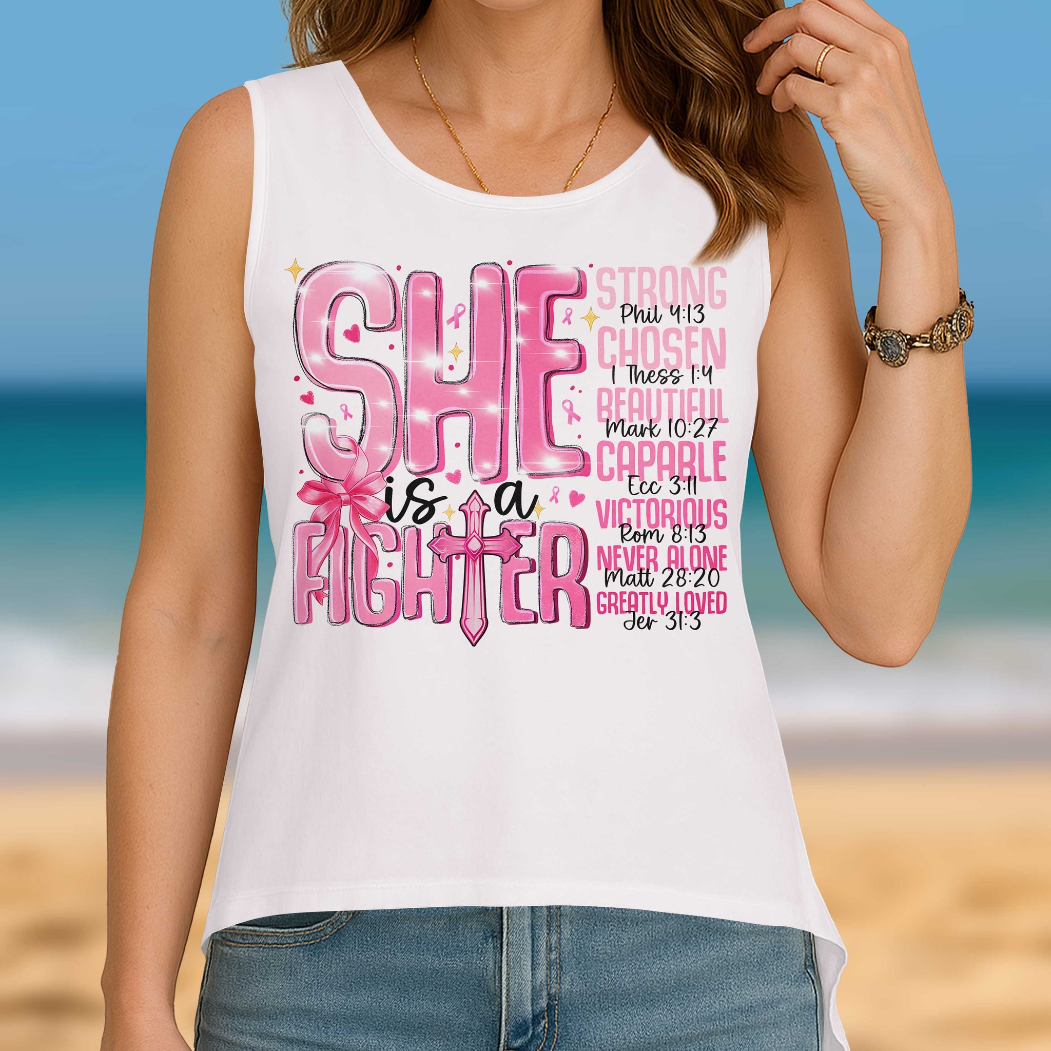 She Is A Fighter Crop Out Wrap Back Tank Top
