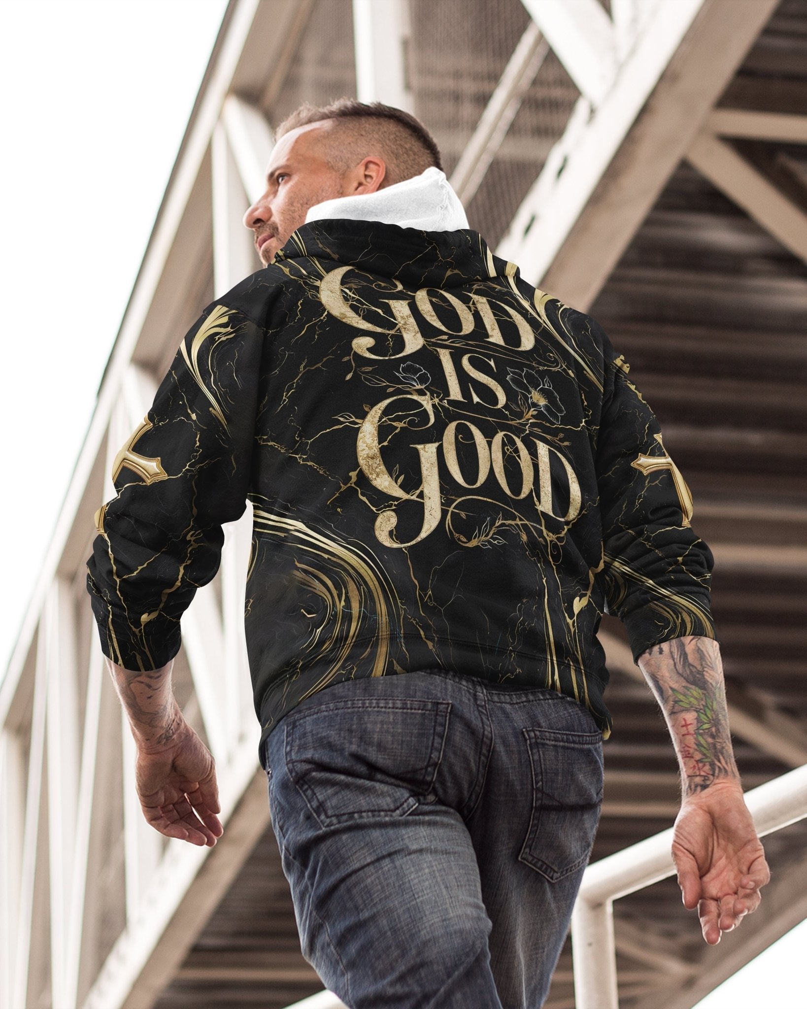 God Is Good All Over Print Zip Hoodie