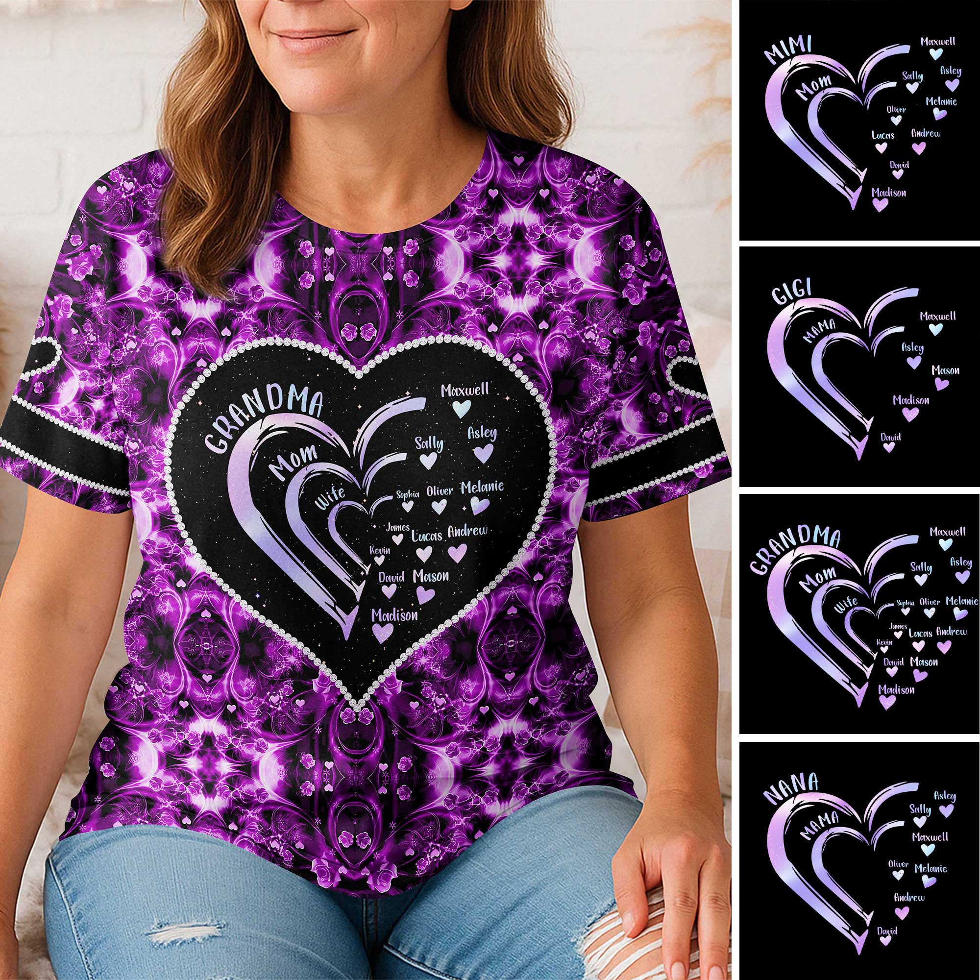Grandma Mom Wife All Over Print T-Shirt
