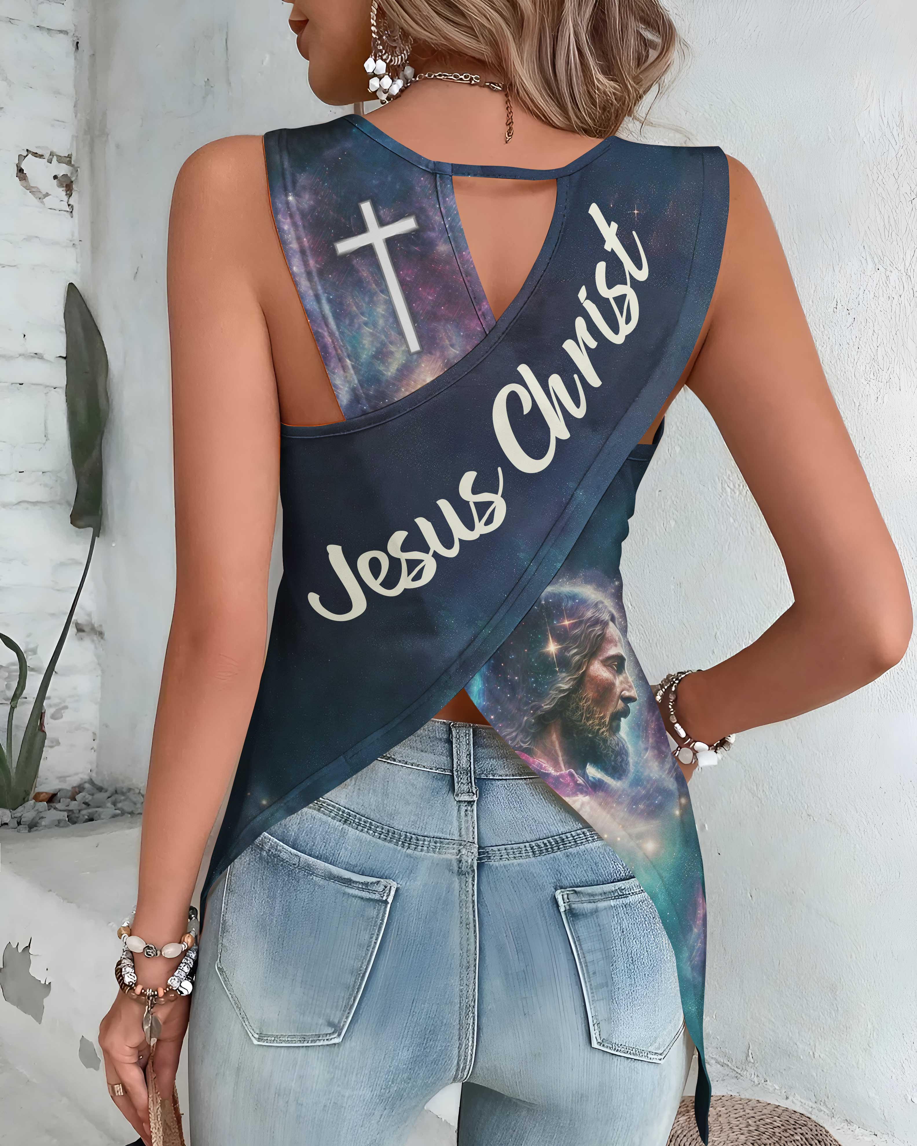 Christ In Me The Hope Of Glory All Over Print Cut Out Wrap Back Tank Top