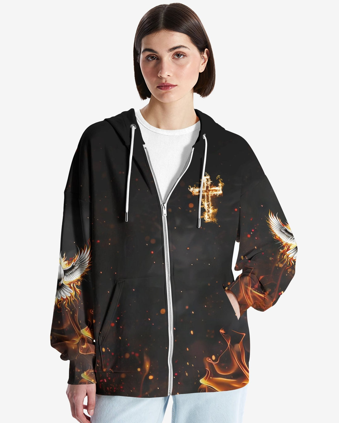 Baptized In Fire Matthew 3:11 All Over Print Zip Hoodie