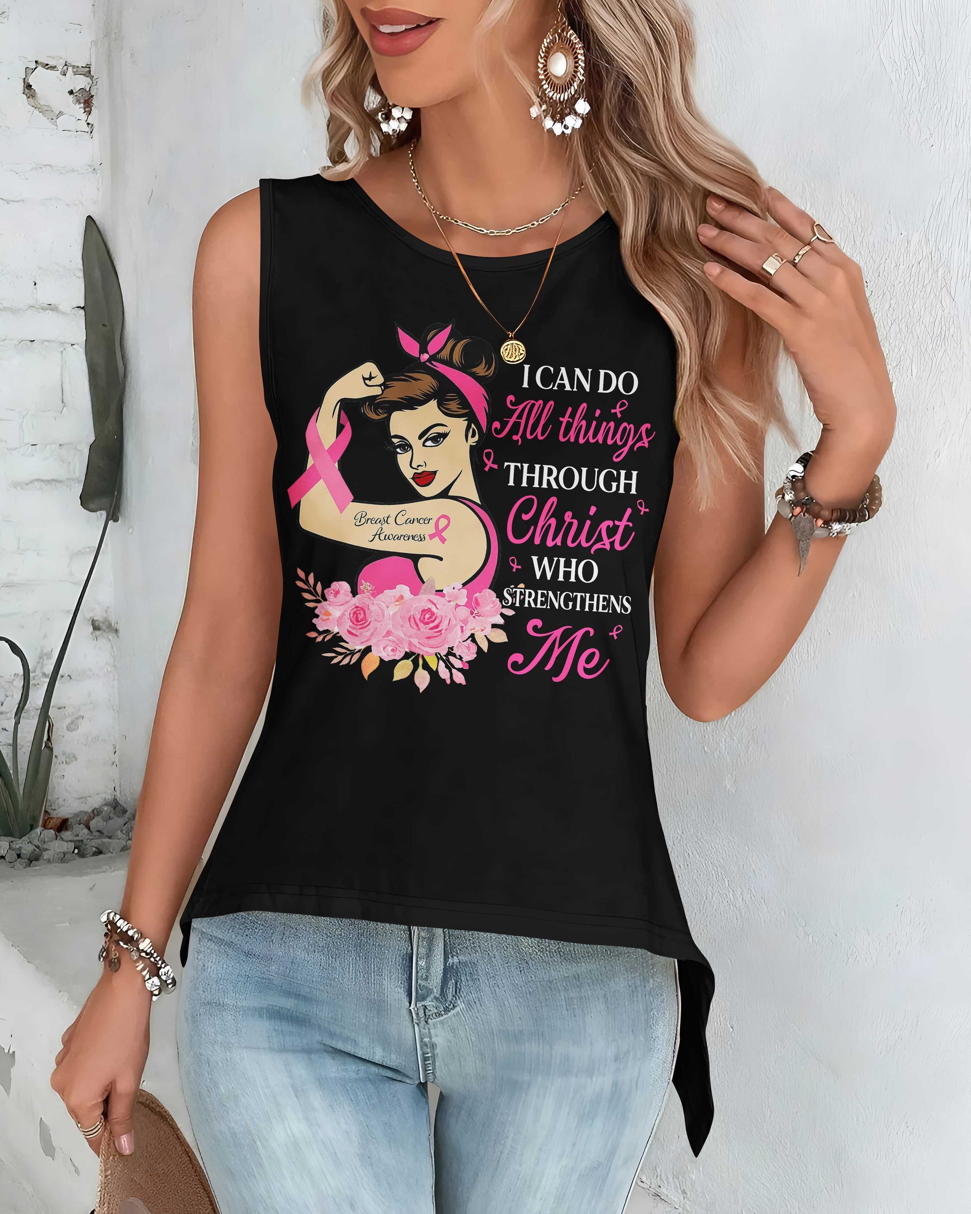 I Can Do All Things Through Christ Crop Out Wrap Back Tank Top