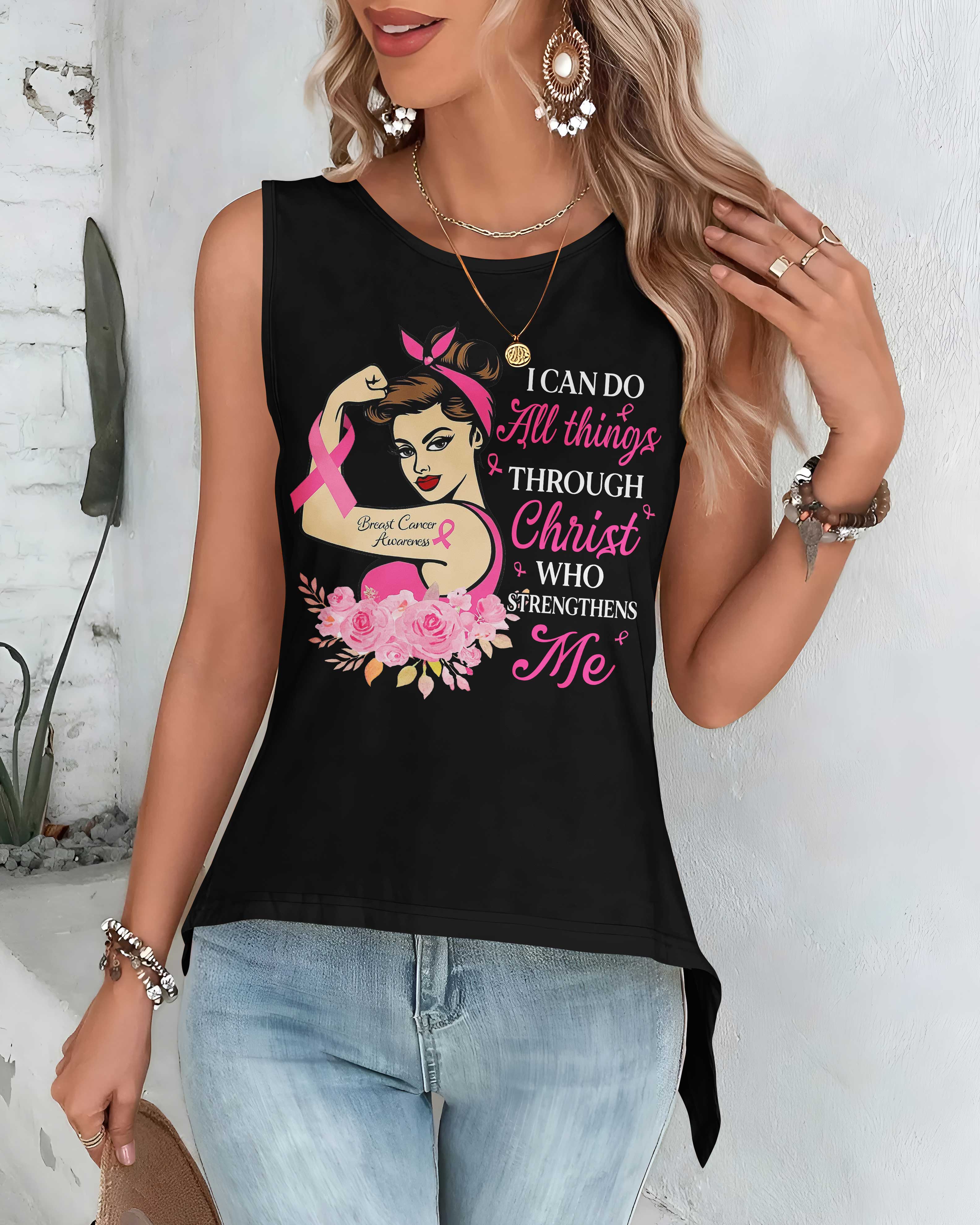 I Can Do All Things Through Christ Crop Out Wrap Back Tank Top