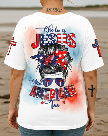 She Loves Jesus And American Too All Over Print T-Shirt