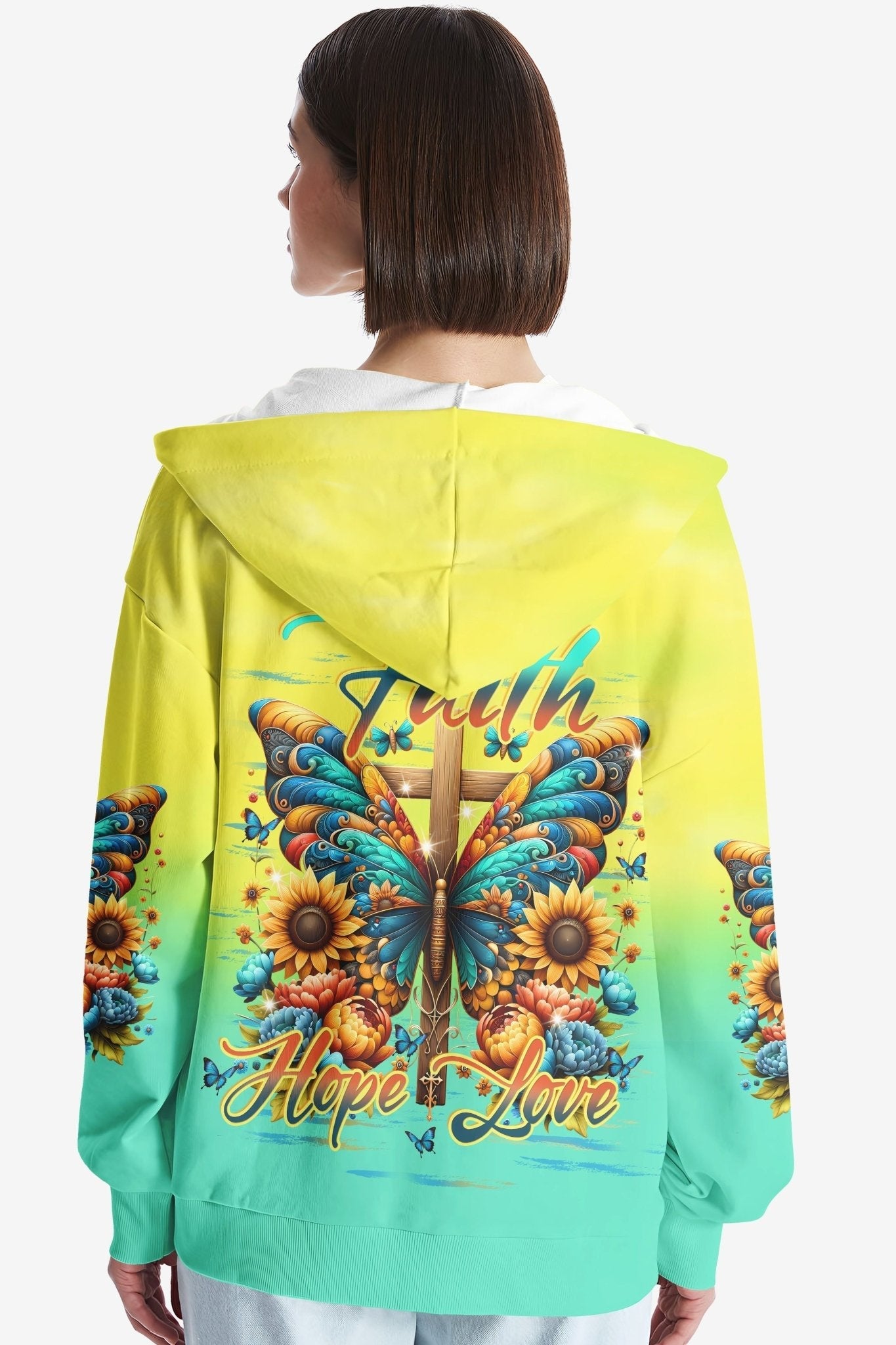 Faith Hope Love All Over Print Zip Hoodie