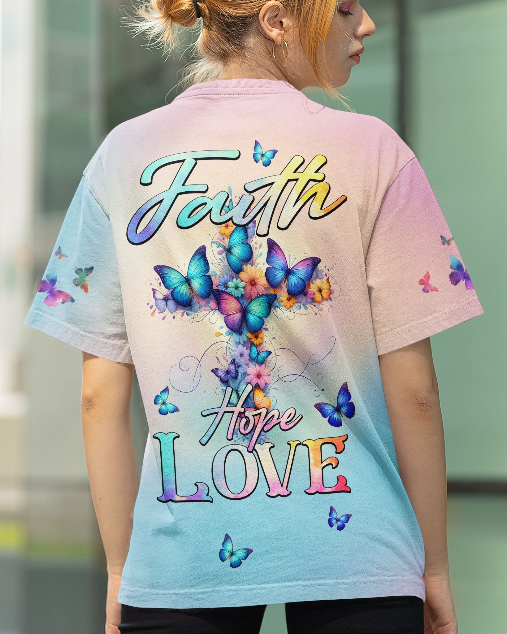 Butterfly Faith Hope Love All Over Print T-shirt