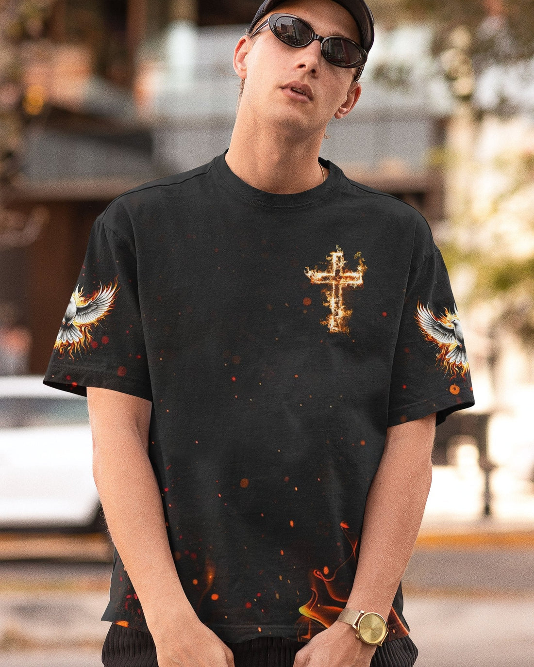 Baptized In Fire Matthew 3:11 All Over Print T-shirt