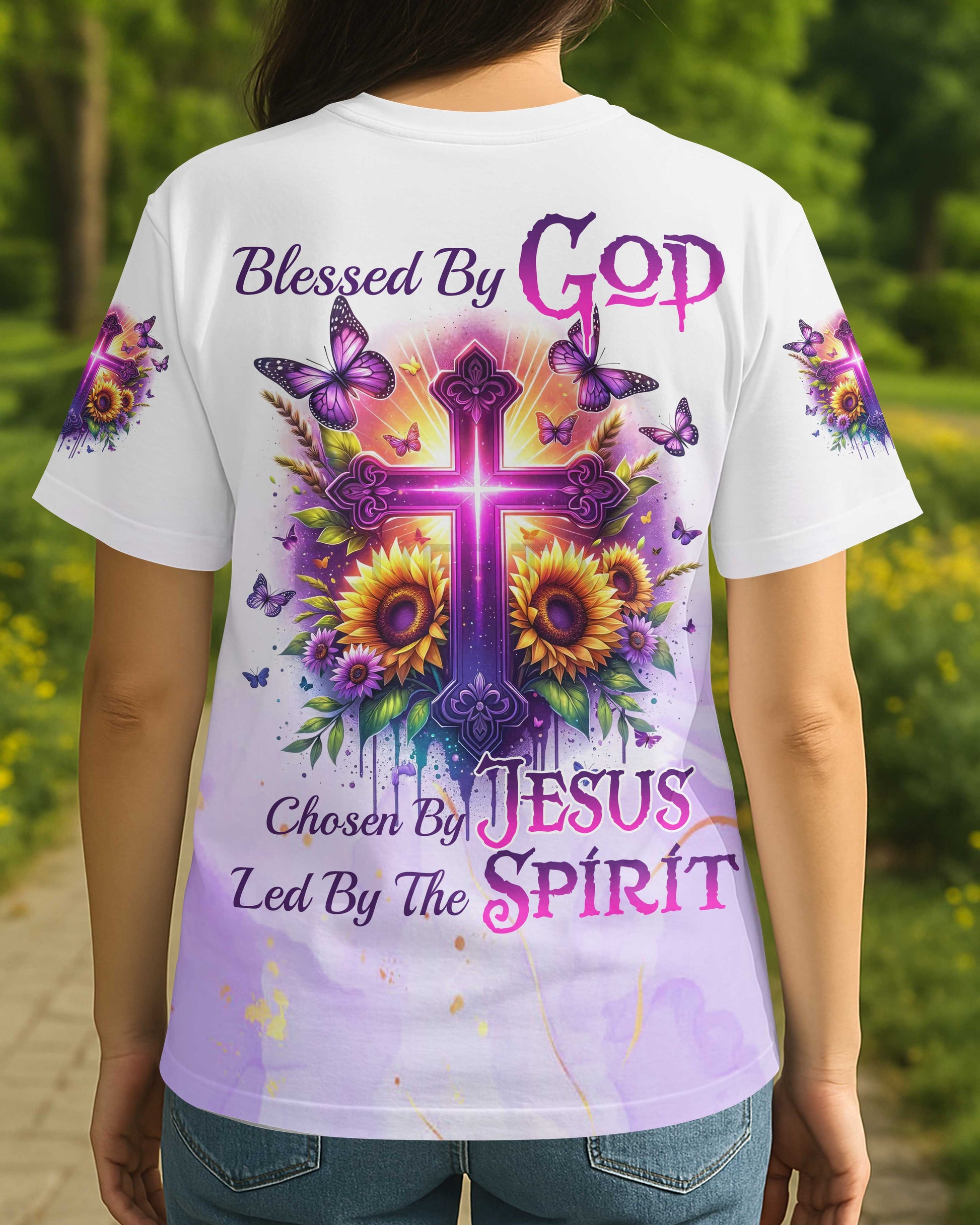 Blessed By God Chosen By Jesus Led By The Spirit All Over Print T-Shirt