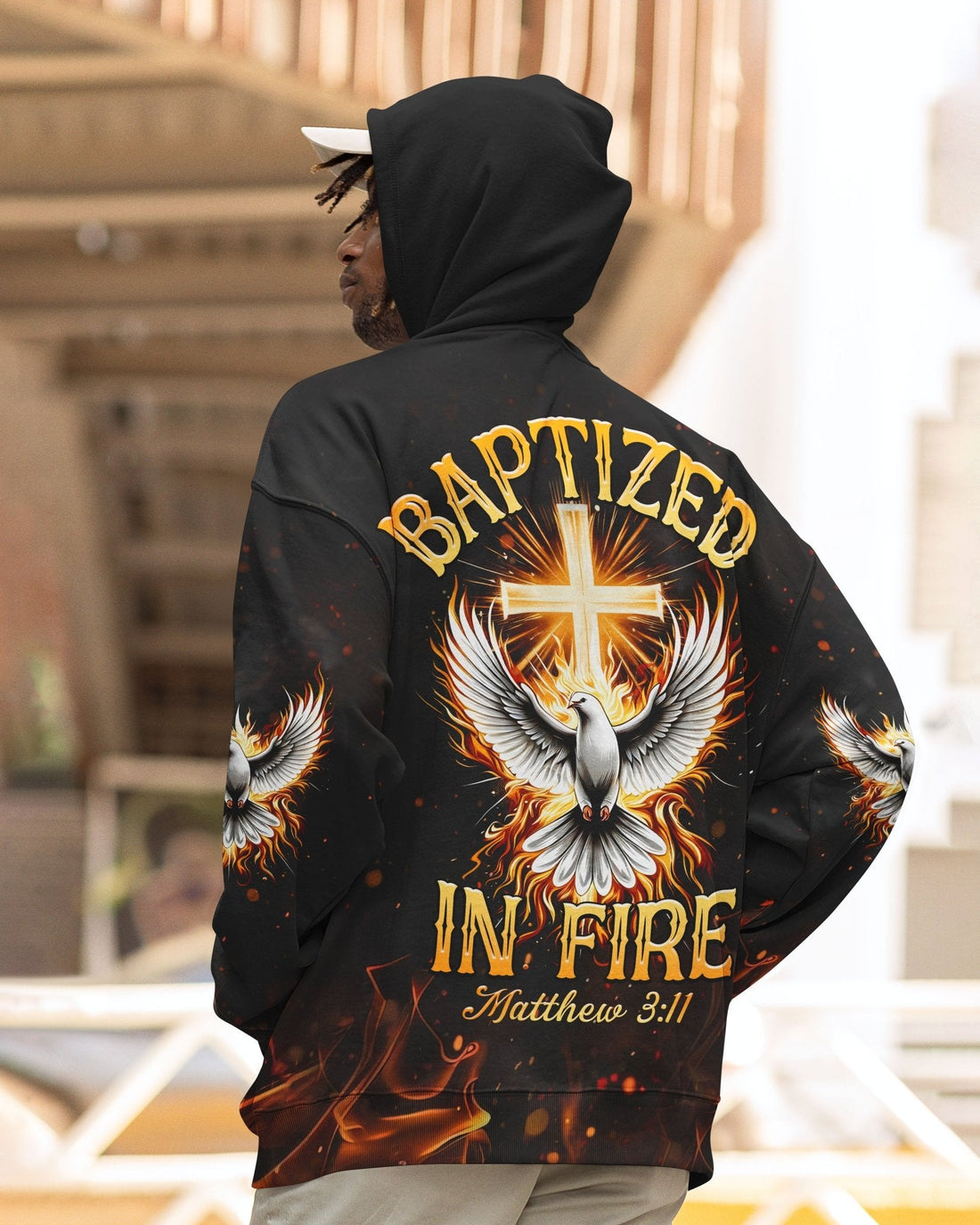 Baptized In Fire Matthew 3:11 All Over Print Zip Hoodie