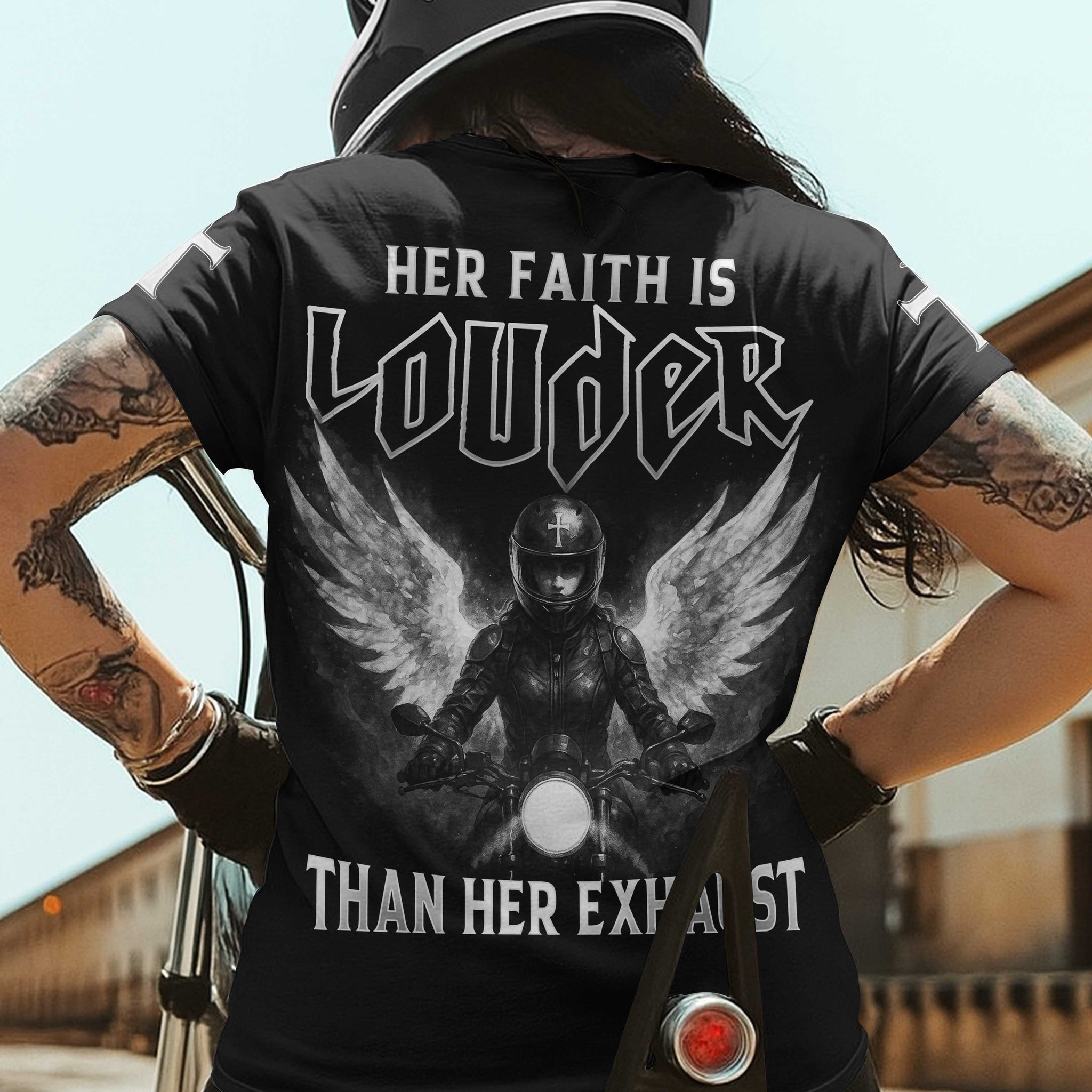 Her Faith Is Louder Than Her Exhaust T-Shirt