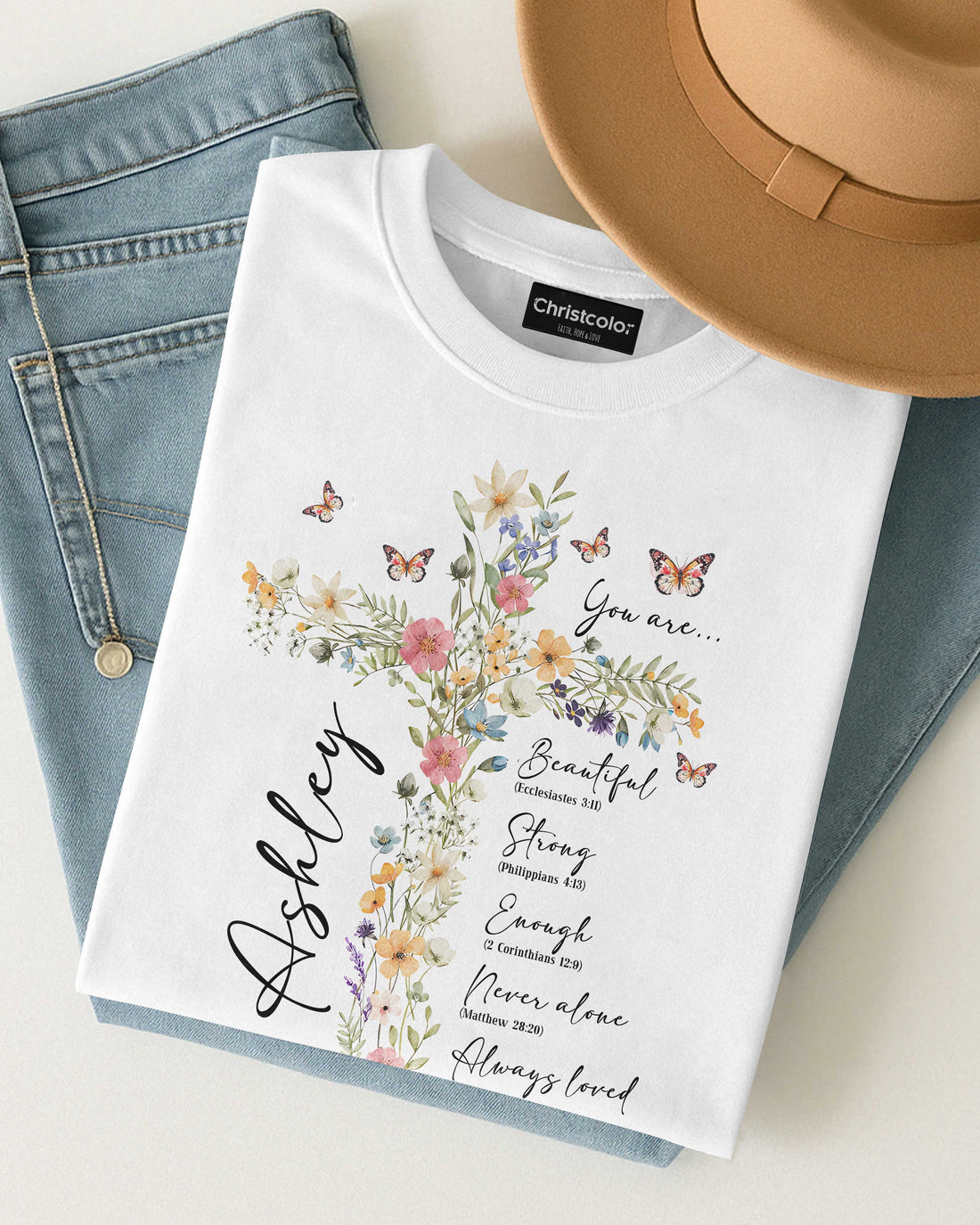 Personalized You Are T-Shirt, Floral Christian Gift for Her, Gift For Catholics