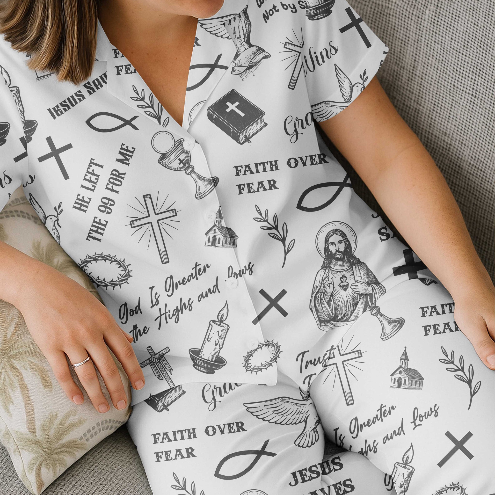 Jesus Saves Button Pajamas