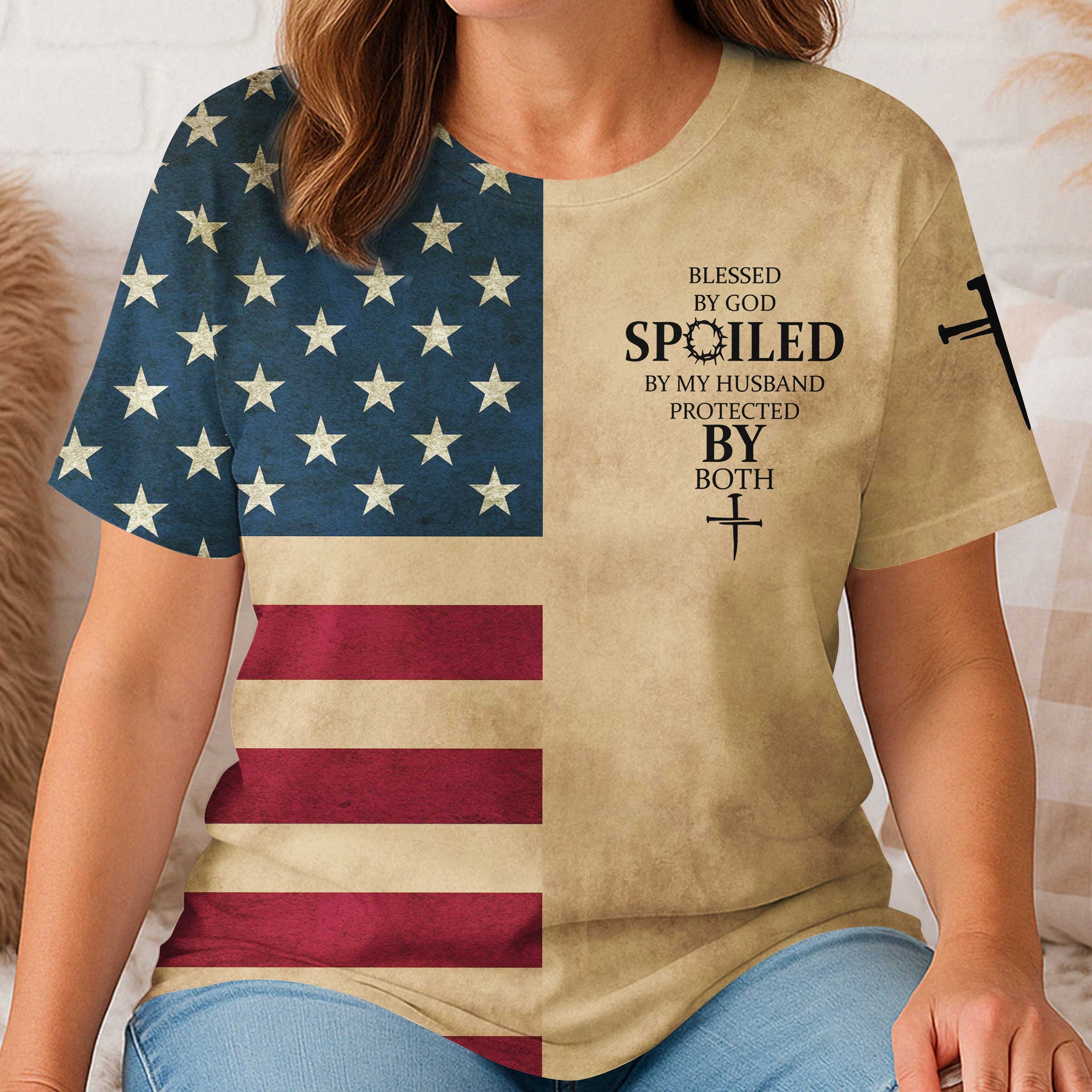 Blessed By God Spoiled By My Husband Protected By Both T-Shirt