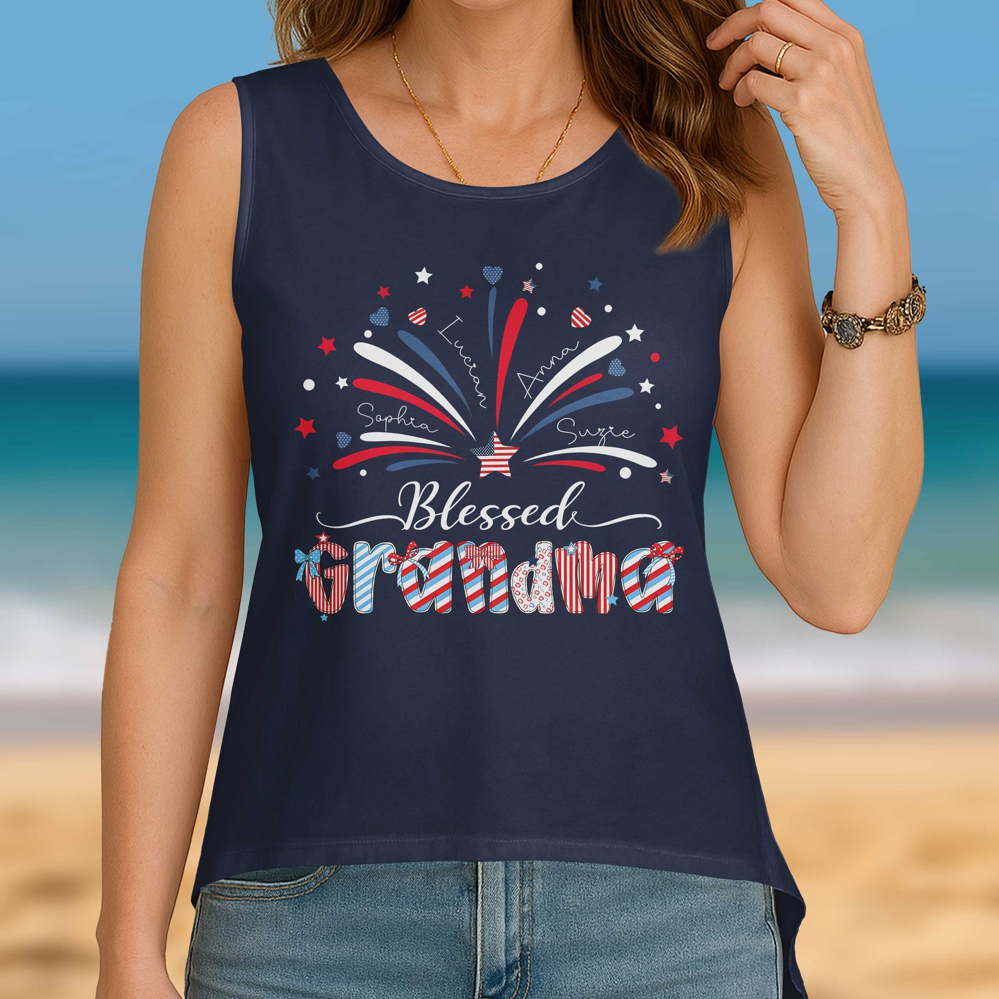 Blessed Grandma Crop Out Wrap Back Tank Top