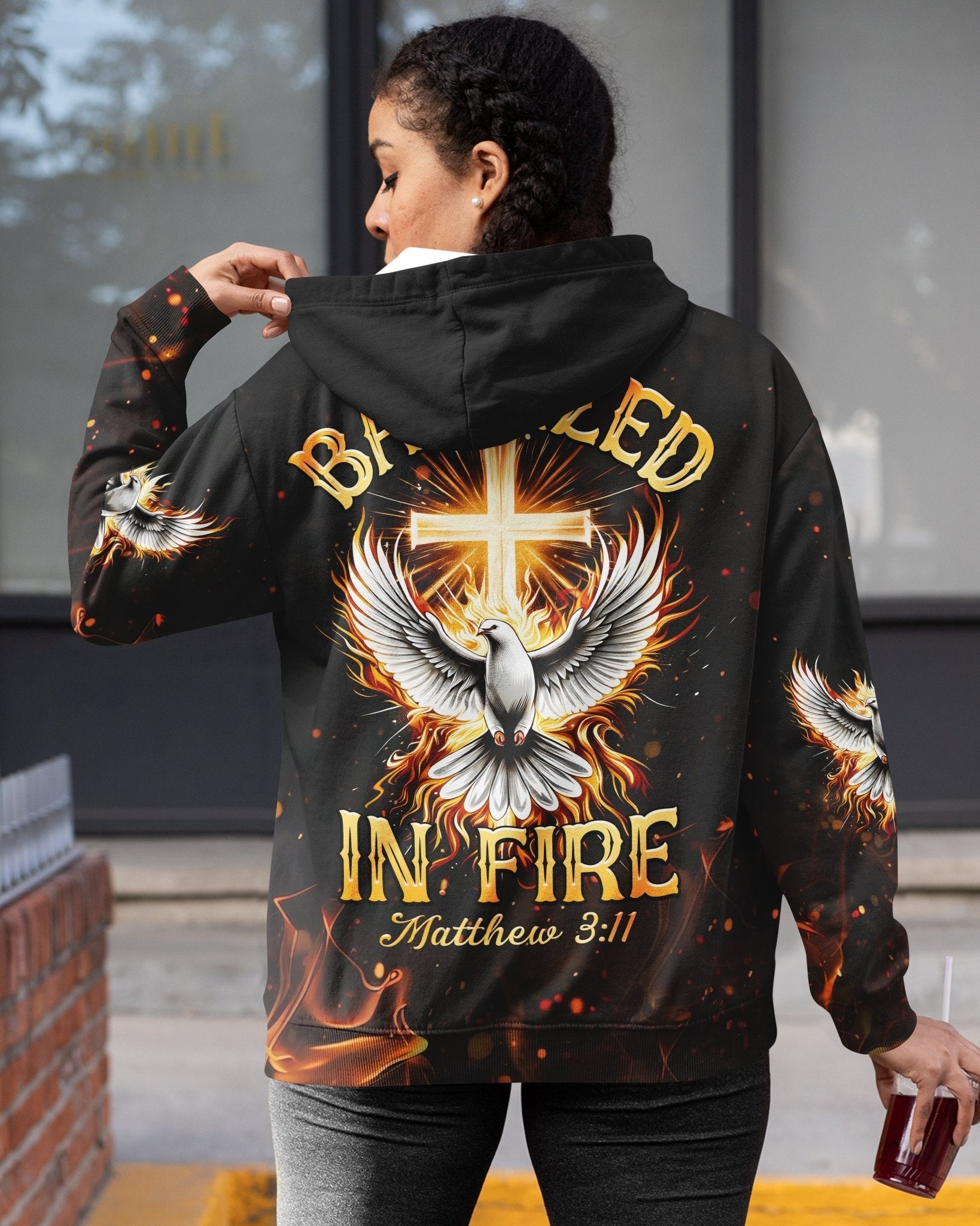 Baptized In Fire Matthew 3:11 All Over Print Zip Hoodie