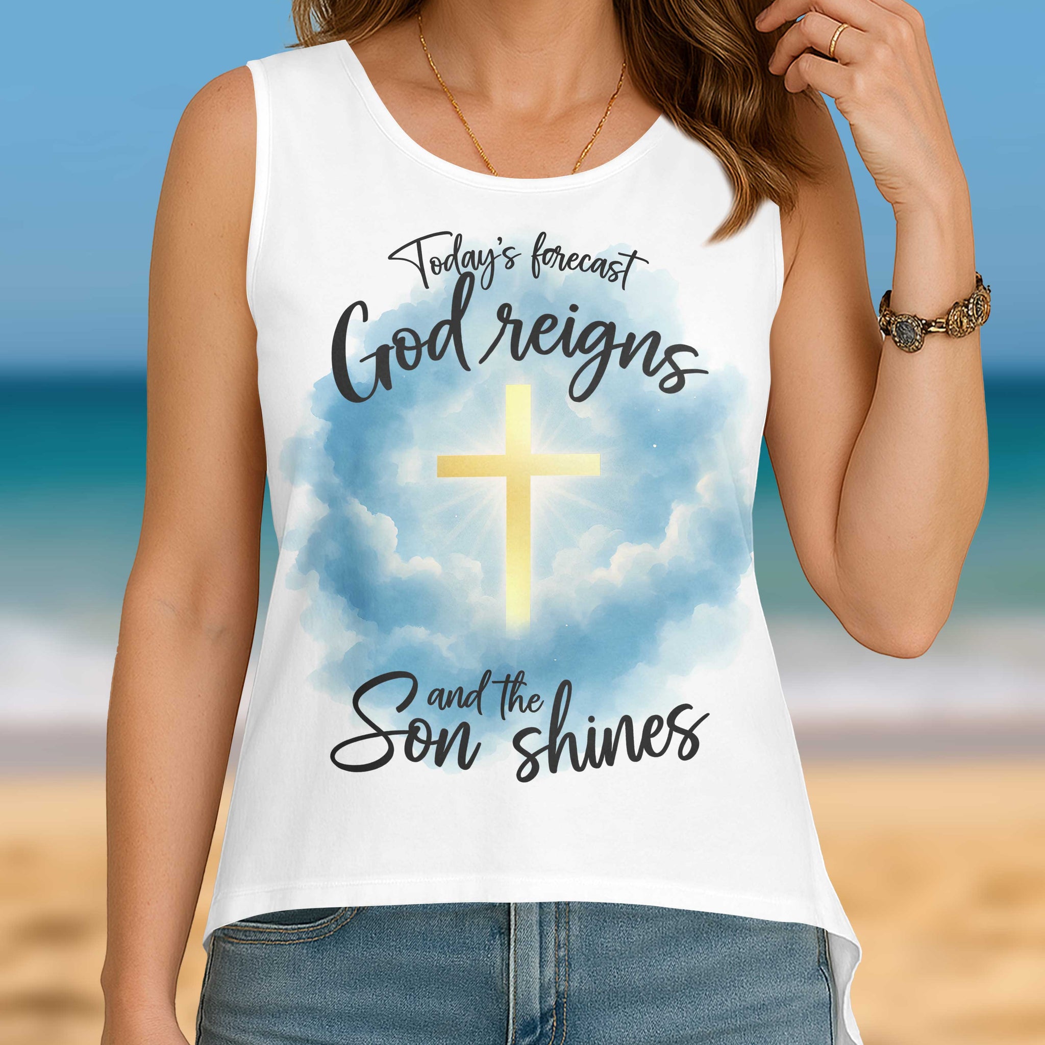 Today's Forecast All Over Print Crop Out Wrap Back Tank Top