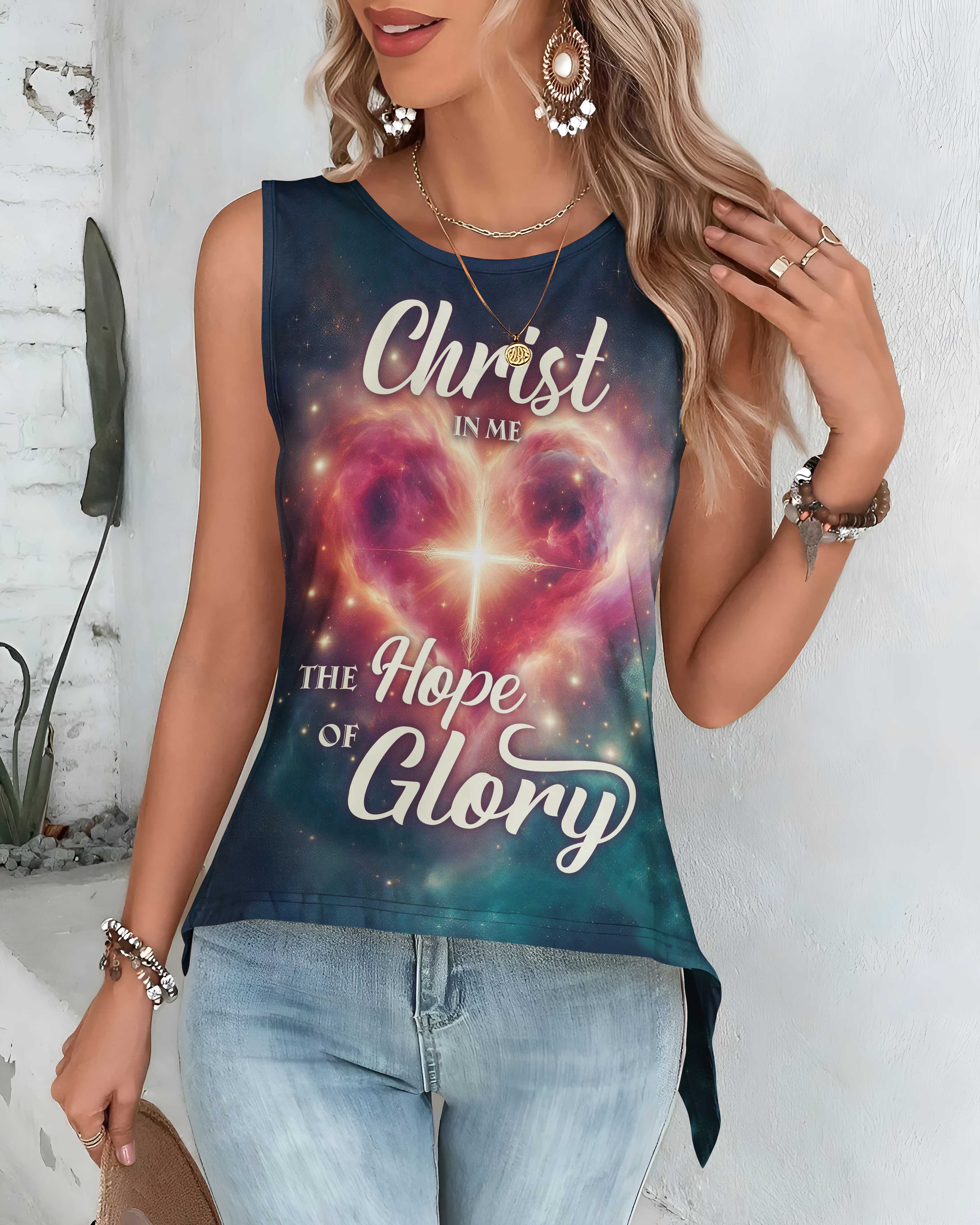 Christ In Me The Hope Of Glory All Over Print Cut Out Wrap Back Tank Top