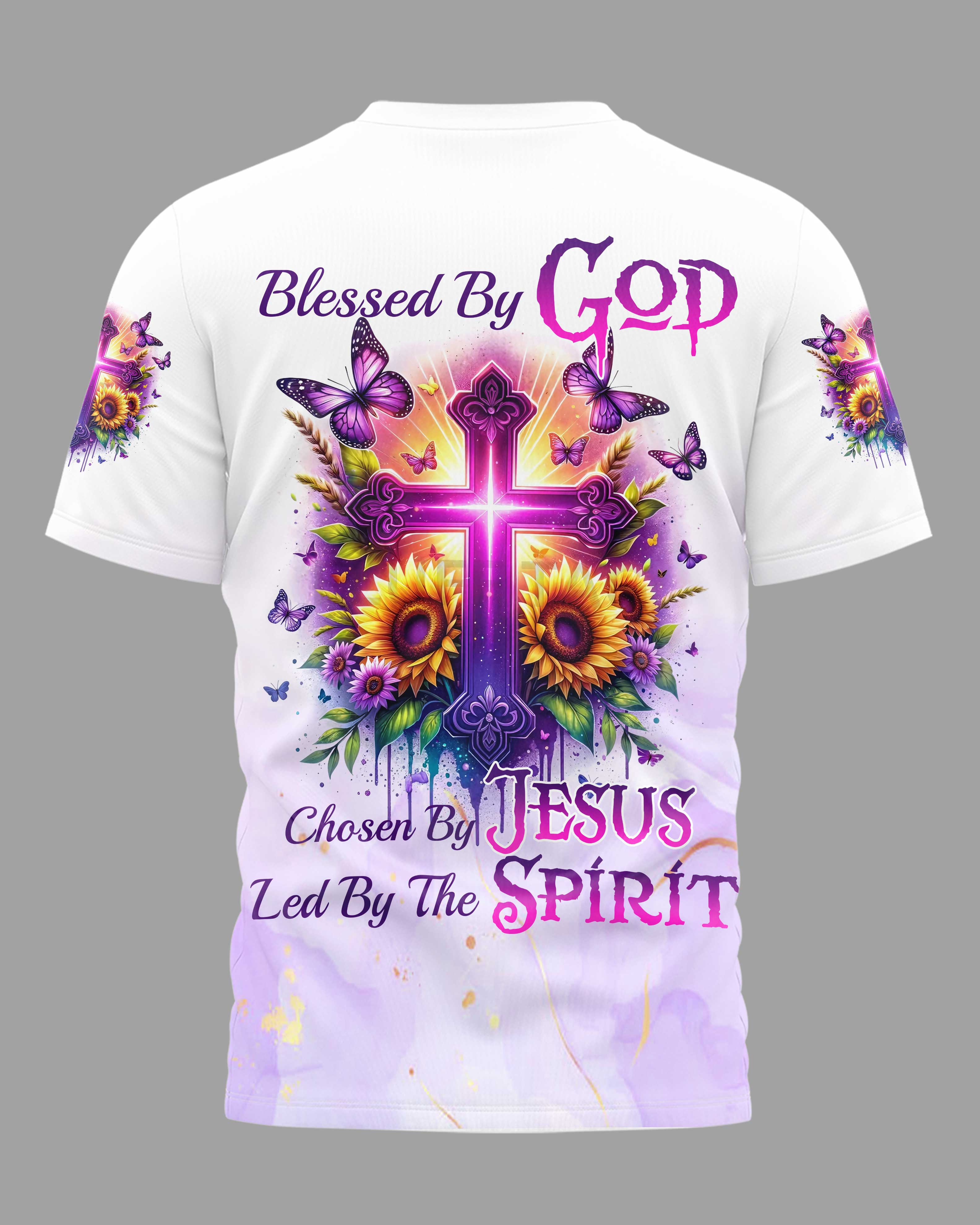 Blessed By God Chosen By Jesus Led By The Spirit All Over Print T-Shirt