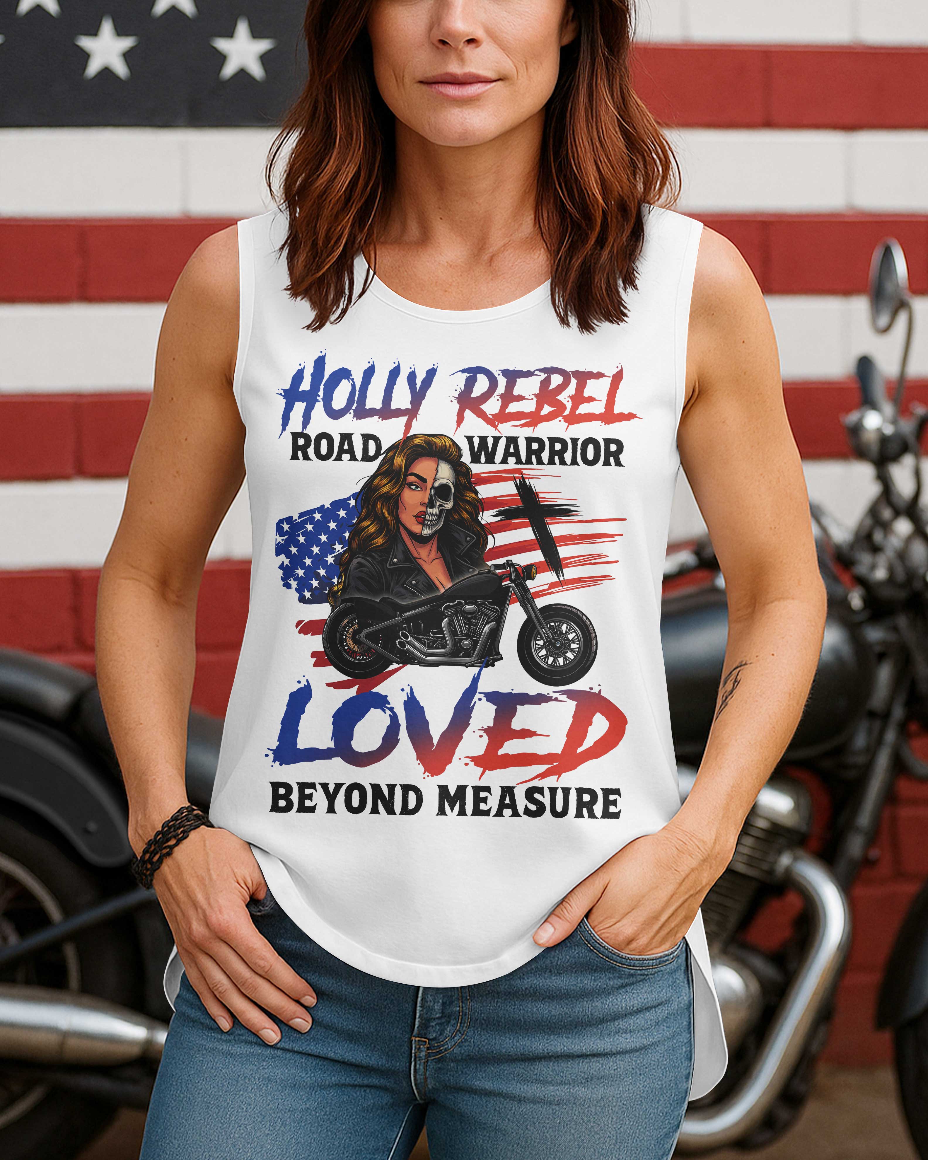 Holly Rebel Road Warrior Cut Out Wrap Back Tank Top
