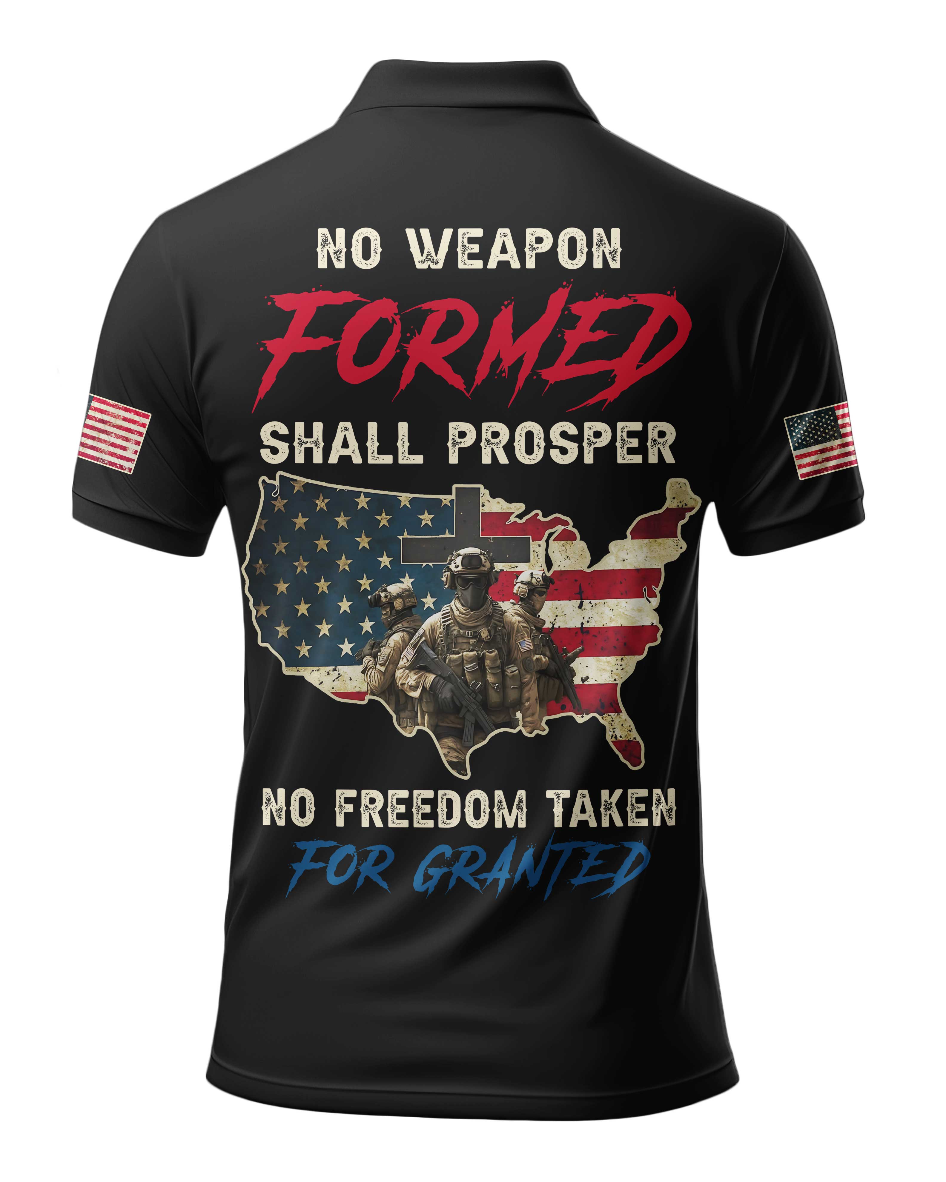 No Weapon Formed Shall Prosper All Over Print Polo