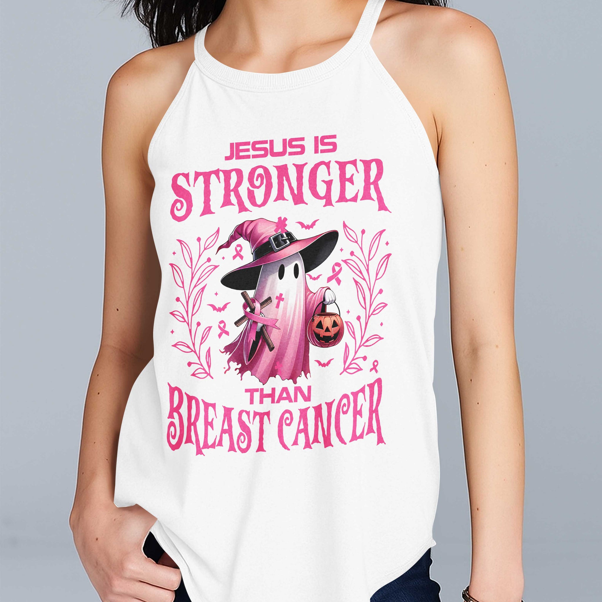Jesus Is Stronger Than Breast Cancer Rocker Tank Top