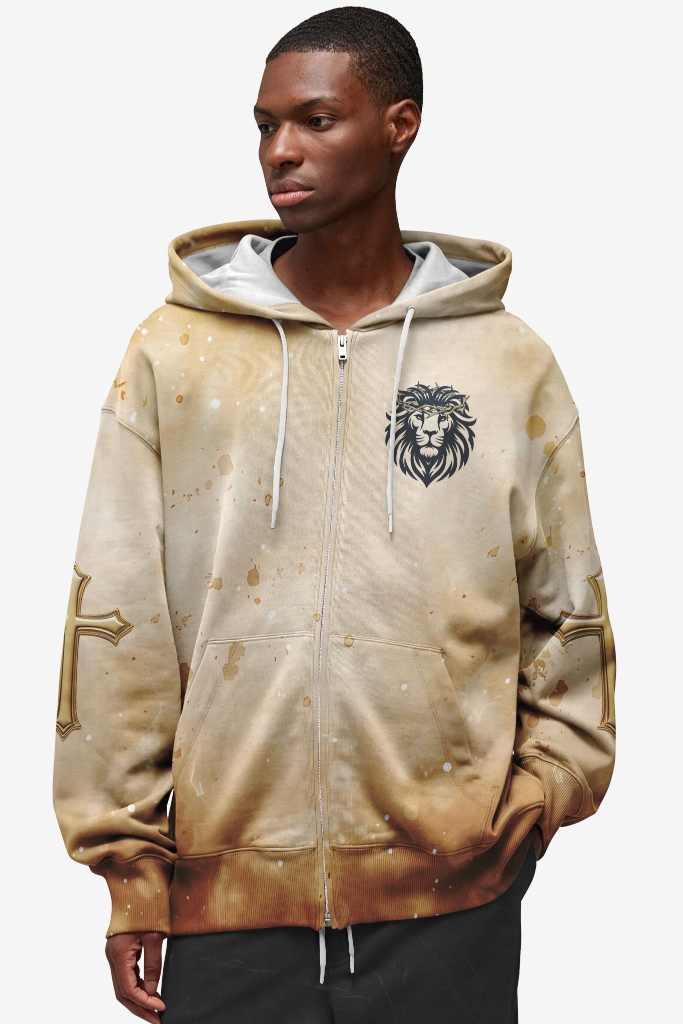 Behold The Lion Of The Tribe Of Judah Has Triumphed All Over Print Zip Hoodie