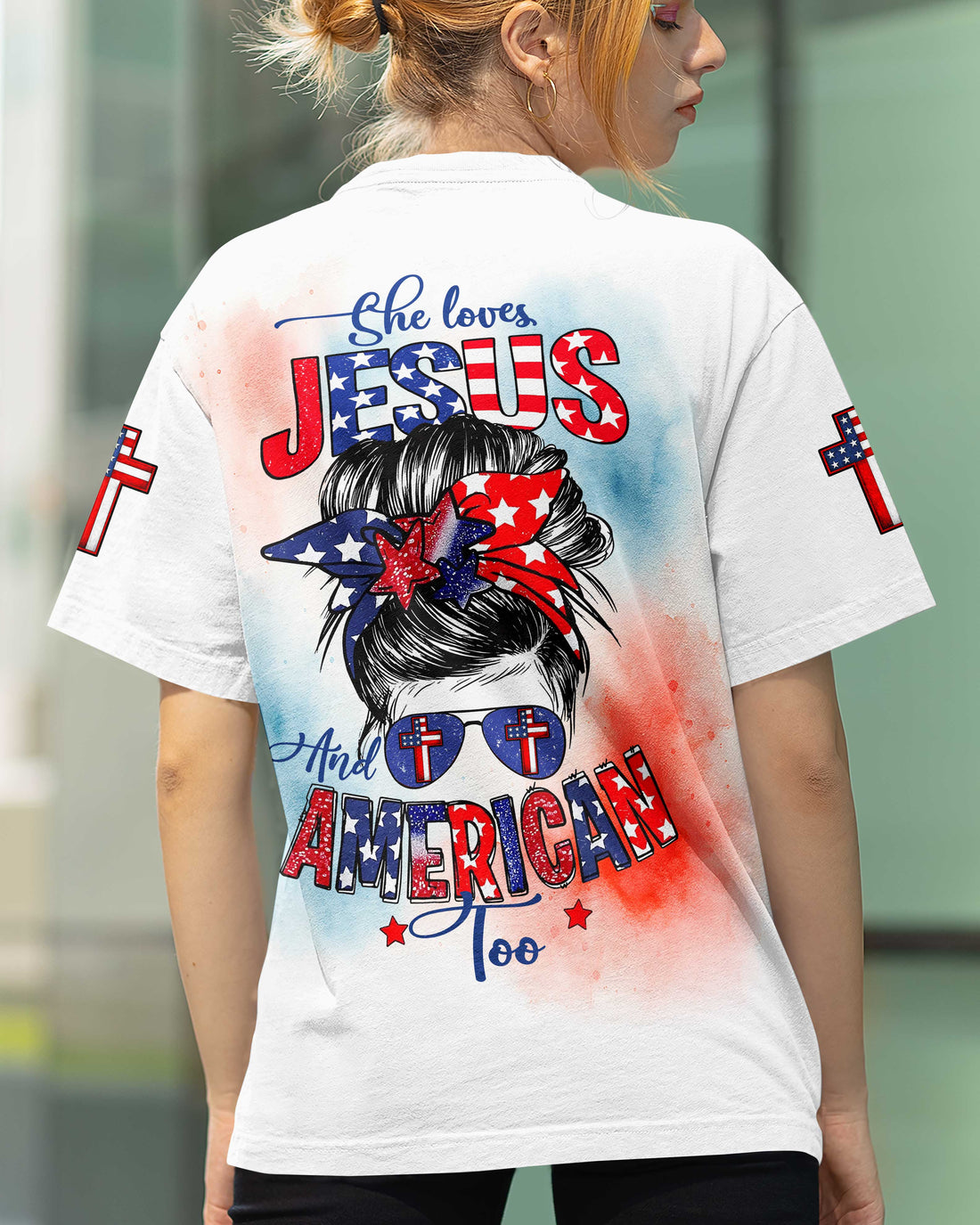 She Loves Jesus And American Too All Over Print T-Shirt