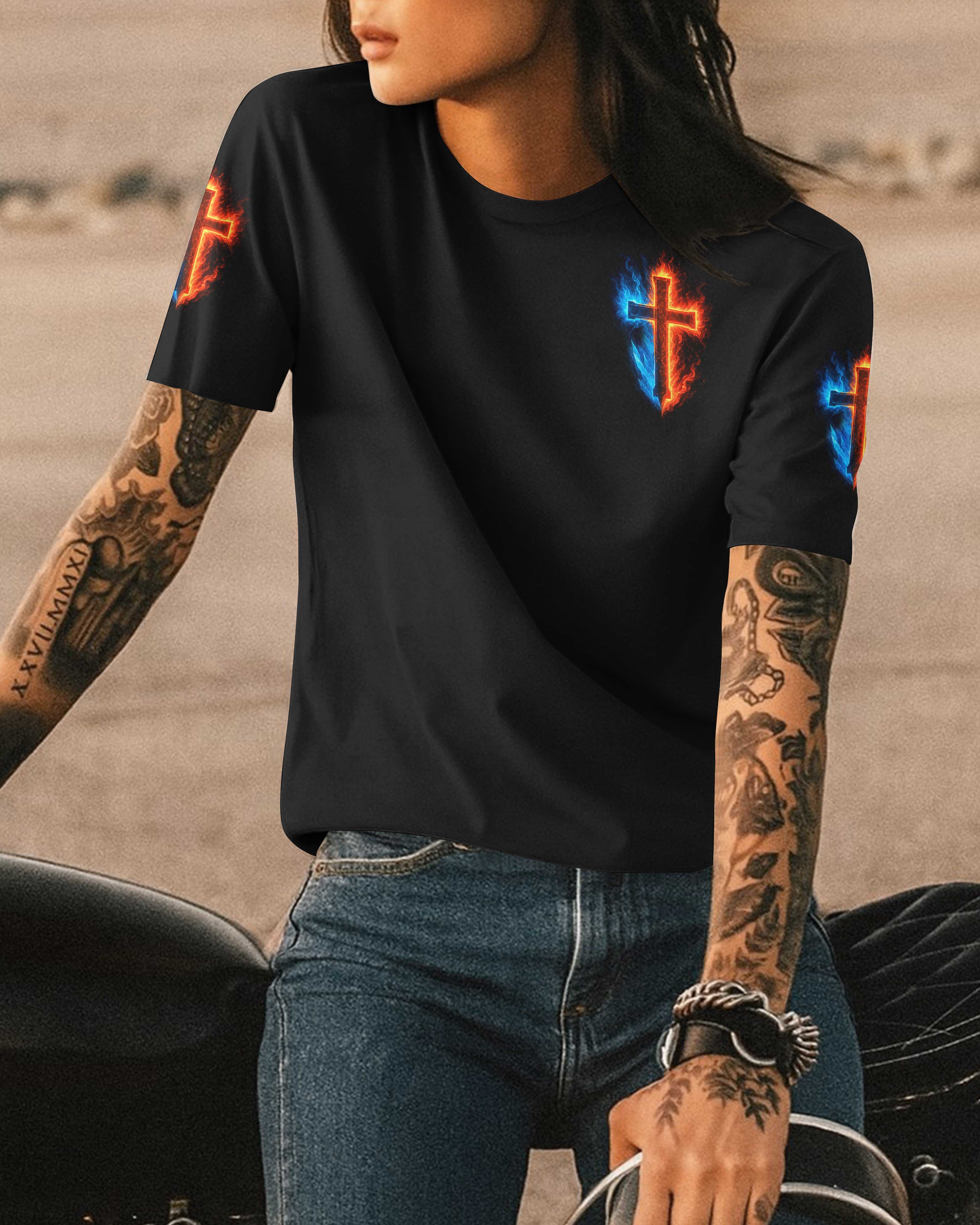 He Died For Me I Ride For Him All Over Print T-Shirt