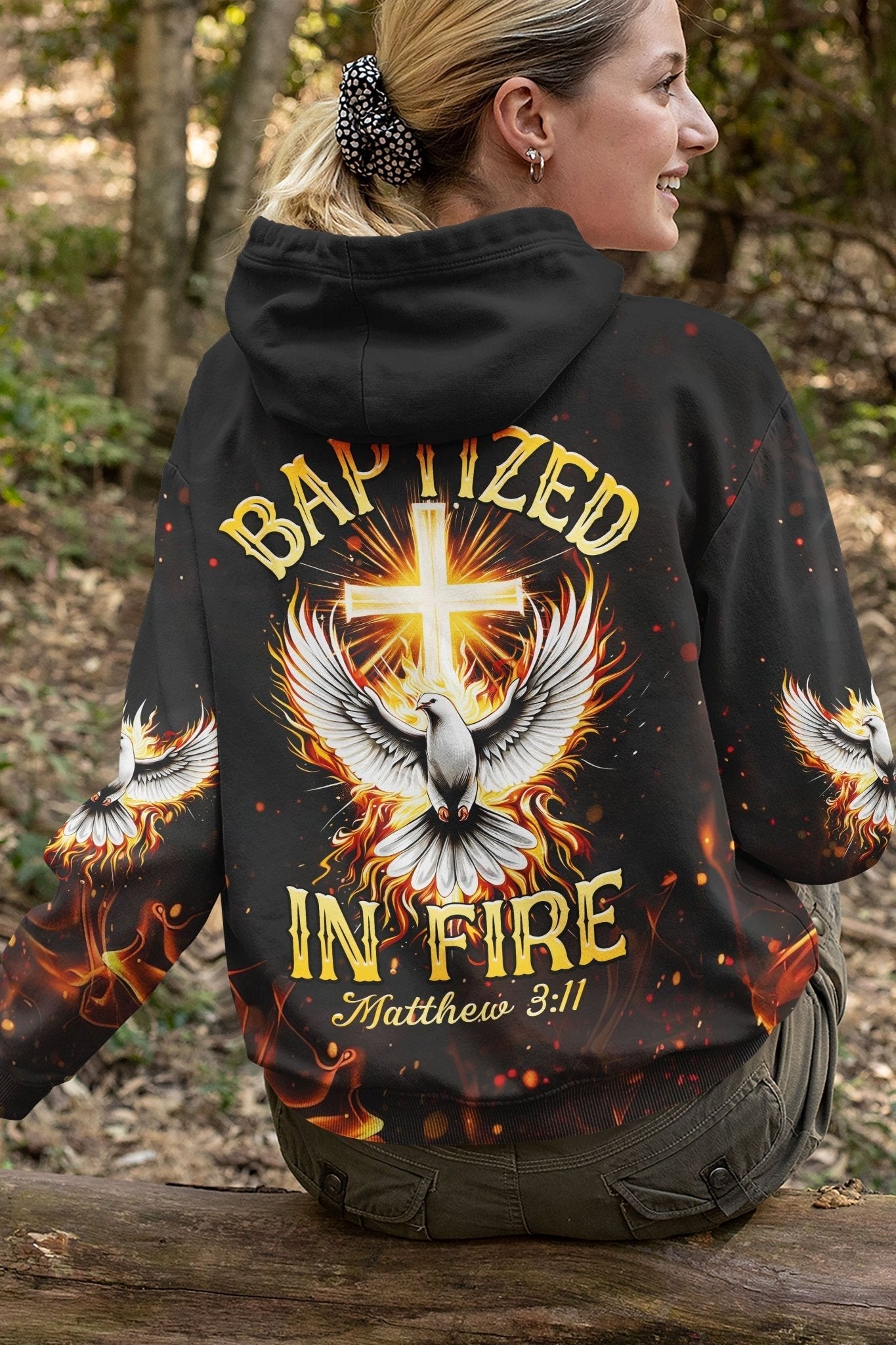 Baptized In Fire Matthew 3:11 All Over Print Hoodie