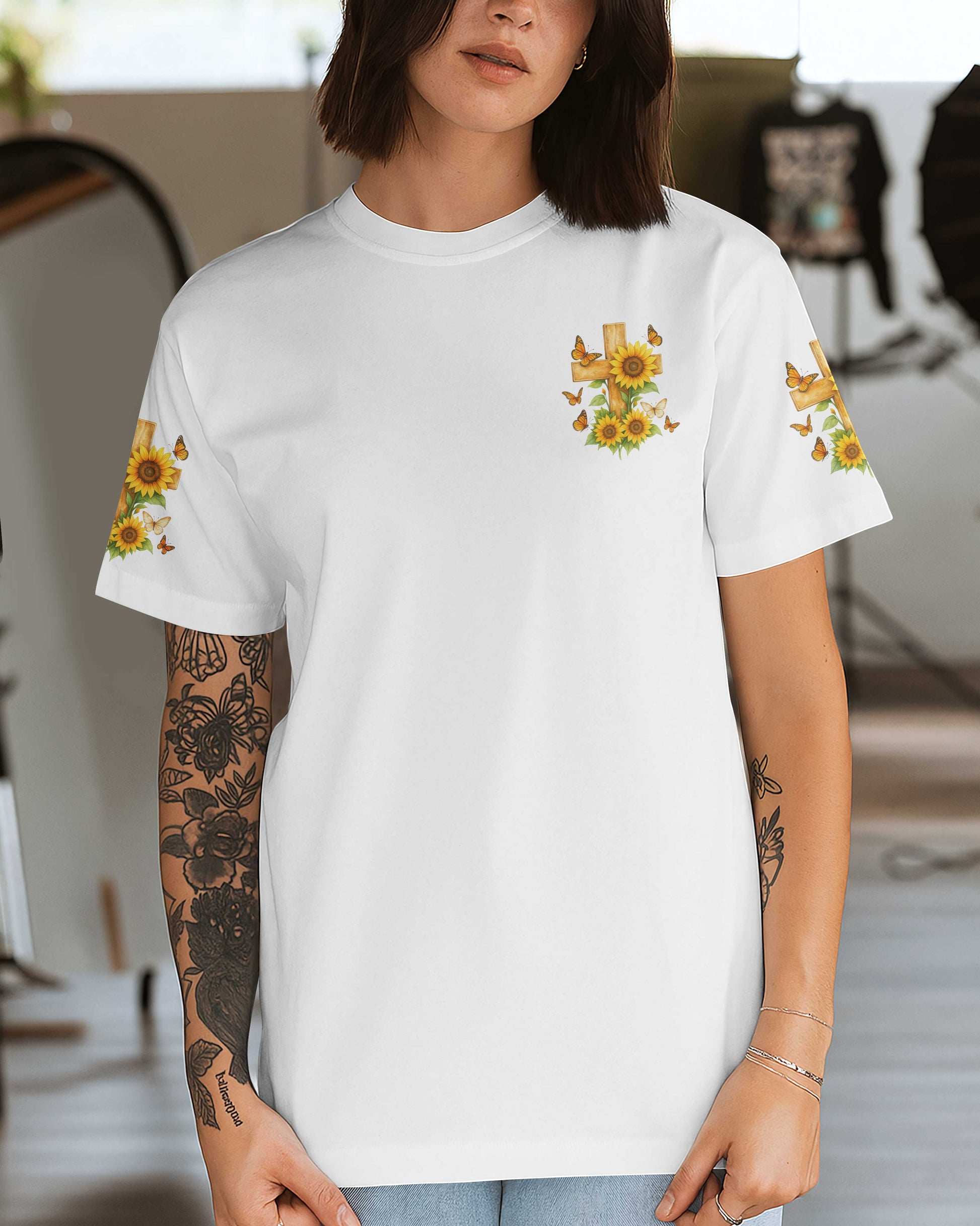 He Turned My Scars Into Stories All Over Print T-Shirt