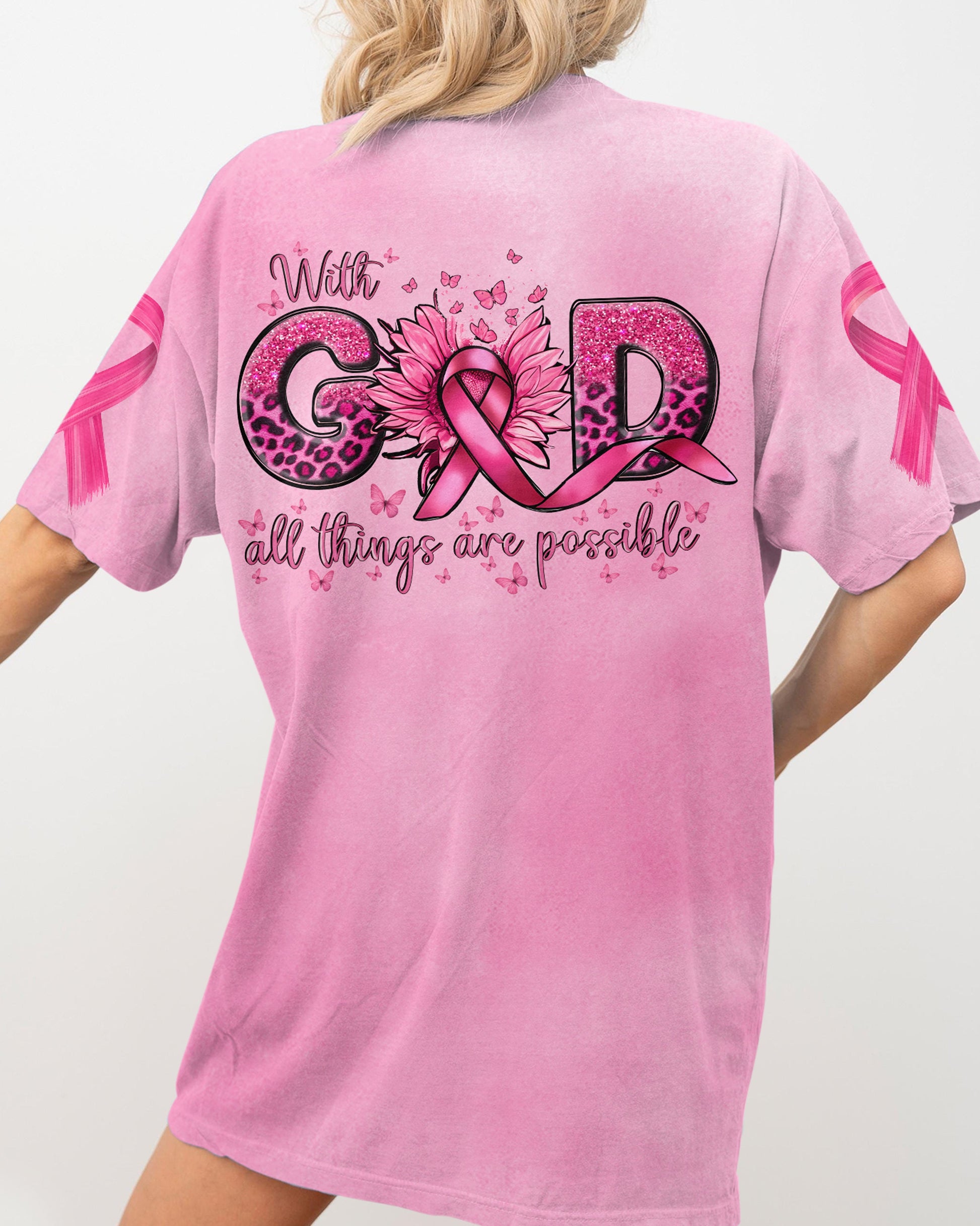 No Readable Text Present All Over Print T-Shirt