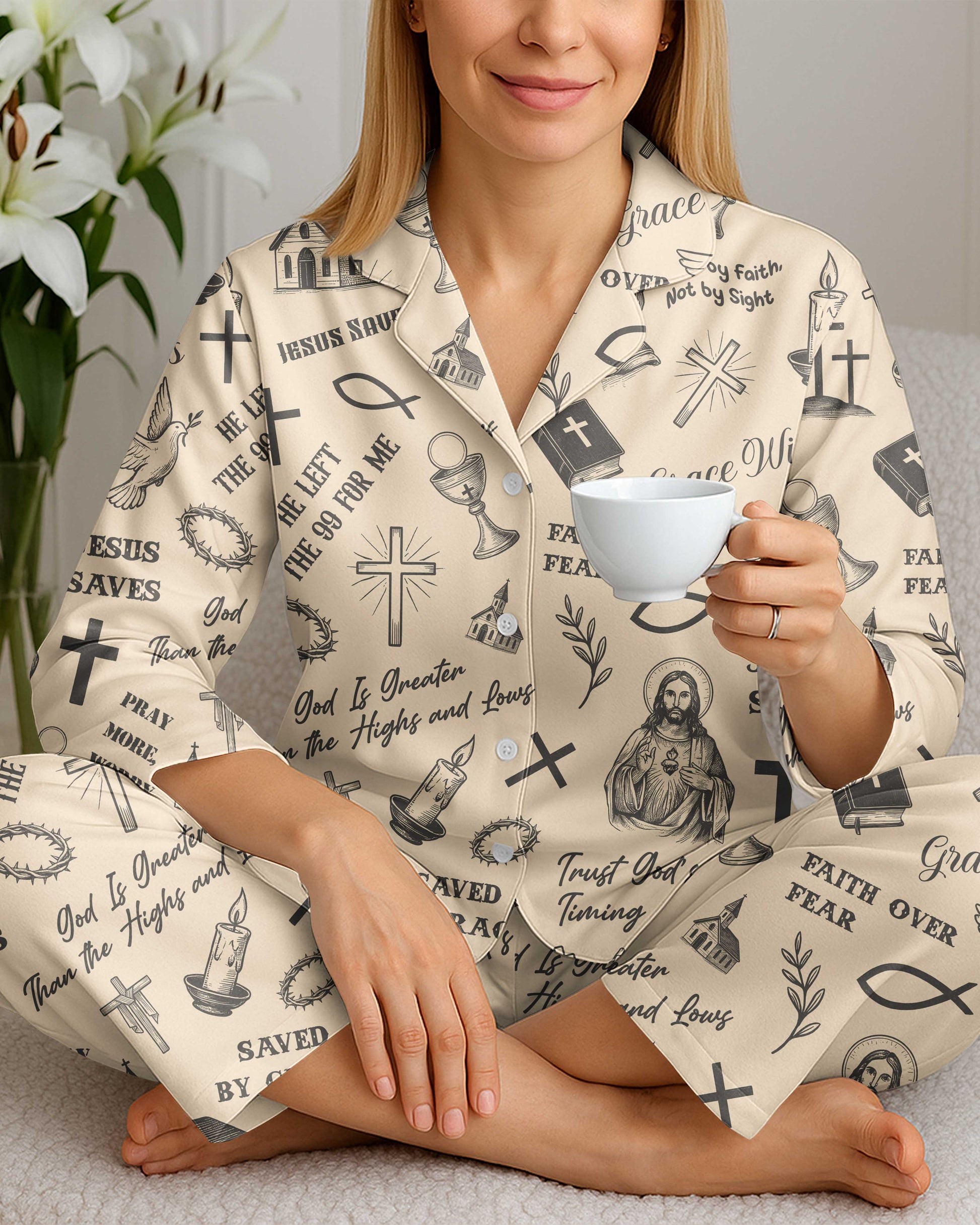 Jesus Saves Button Pajamas