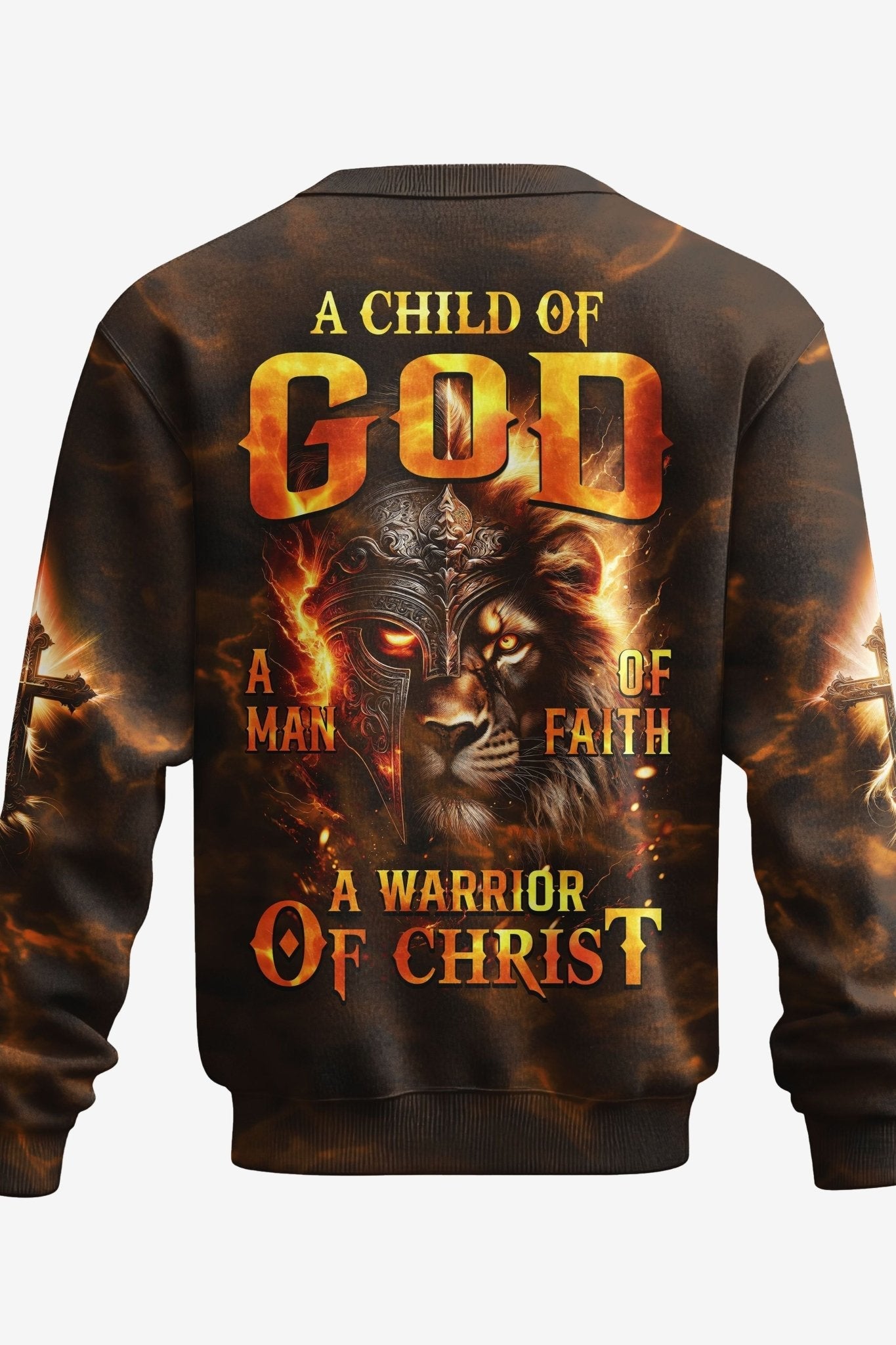 A Child Of God A Man Of Faith A Warrior Of Christ All Over Print Sweater