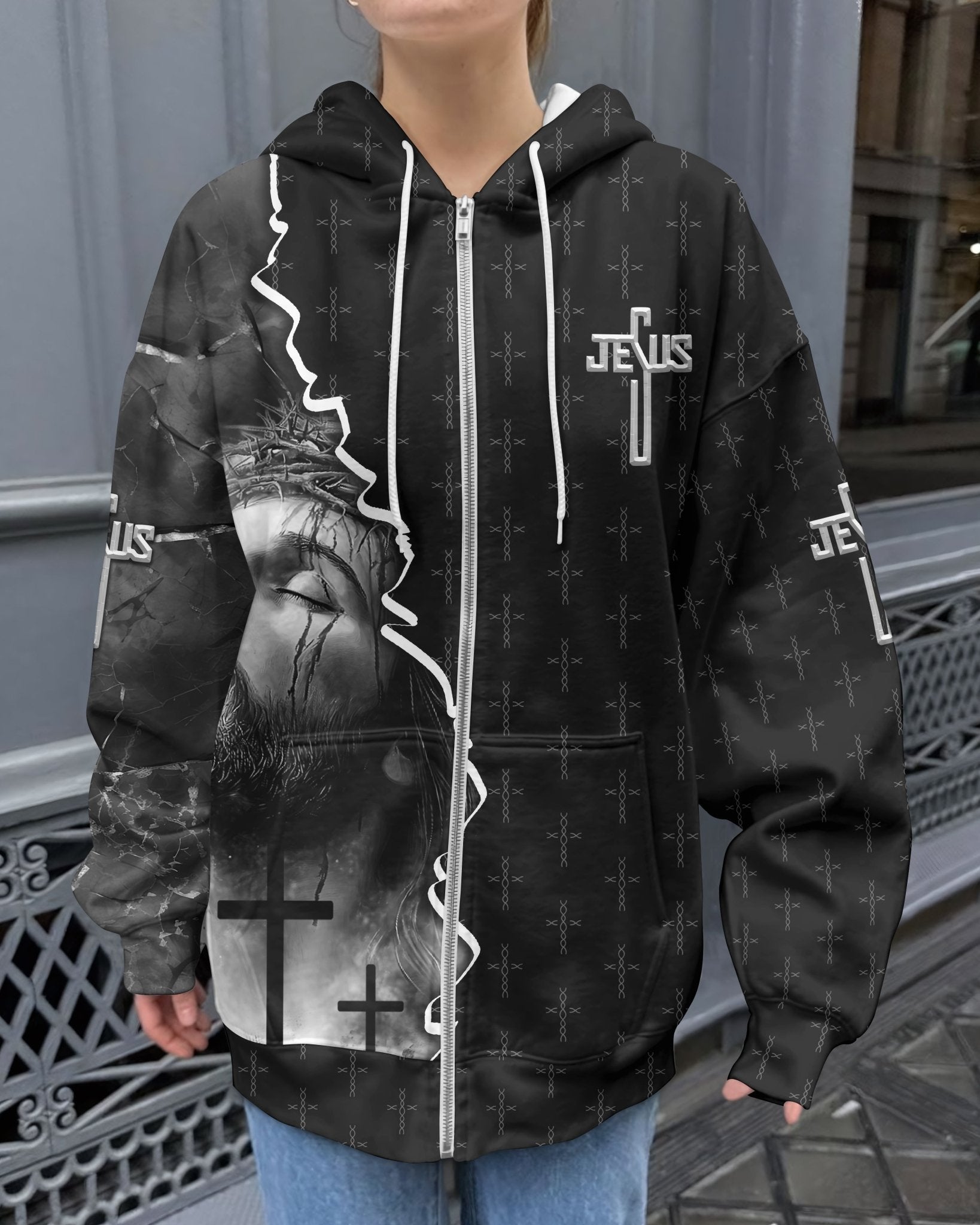 Love Has Conquered The Grave All Over Print Zip Hoodie