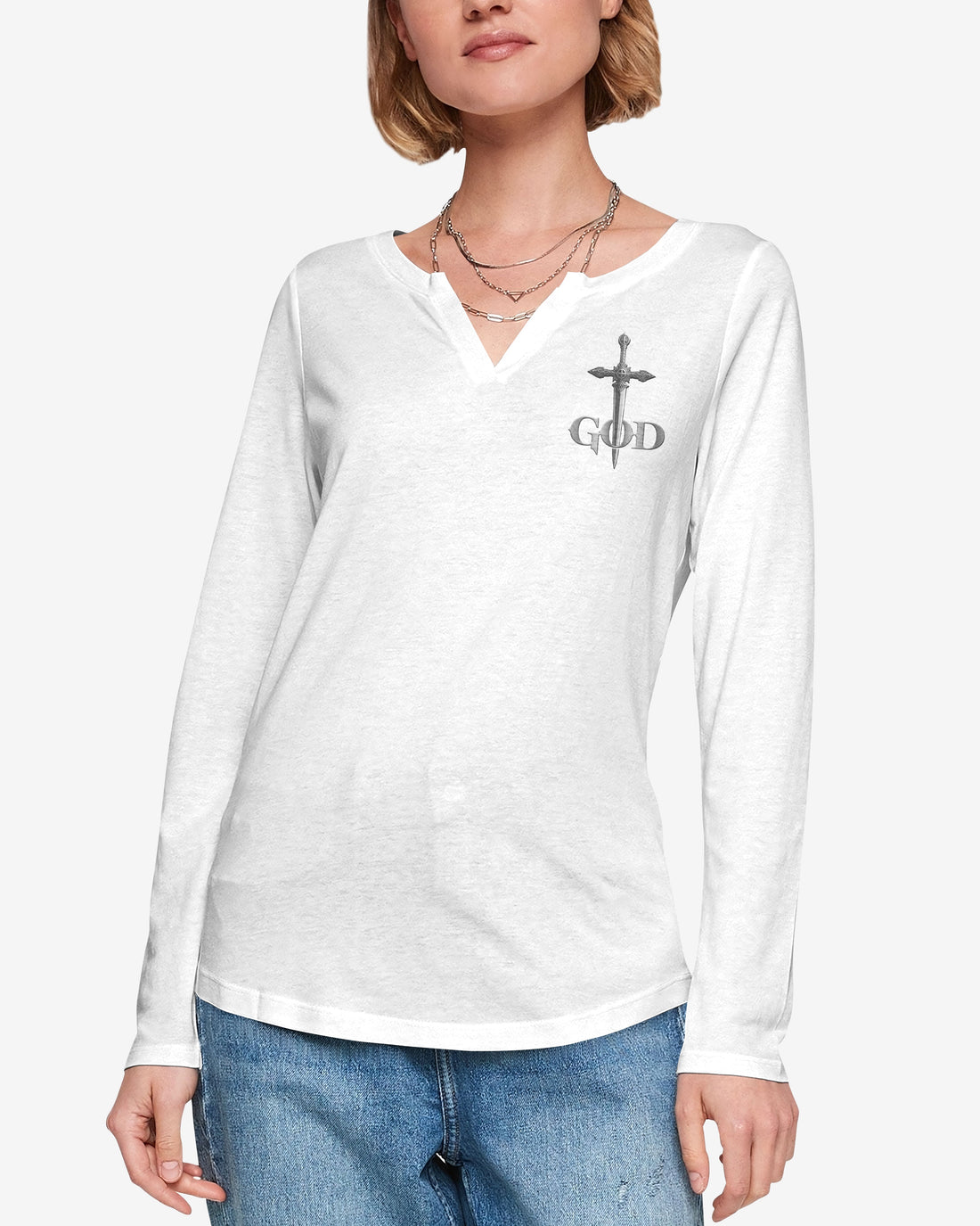 A Child Of God Man Of Faith A Warrior Of Christ All Over Print V-neck Long Sleeves Shirt