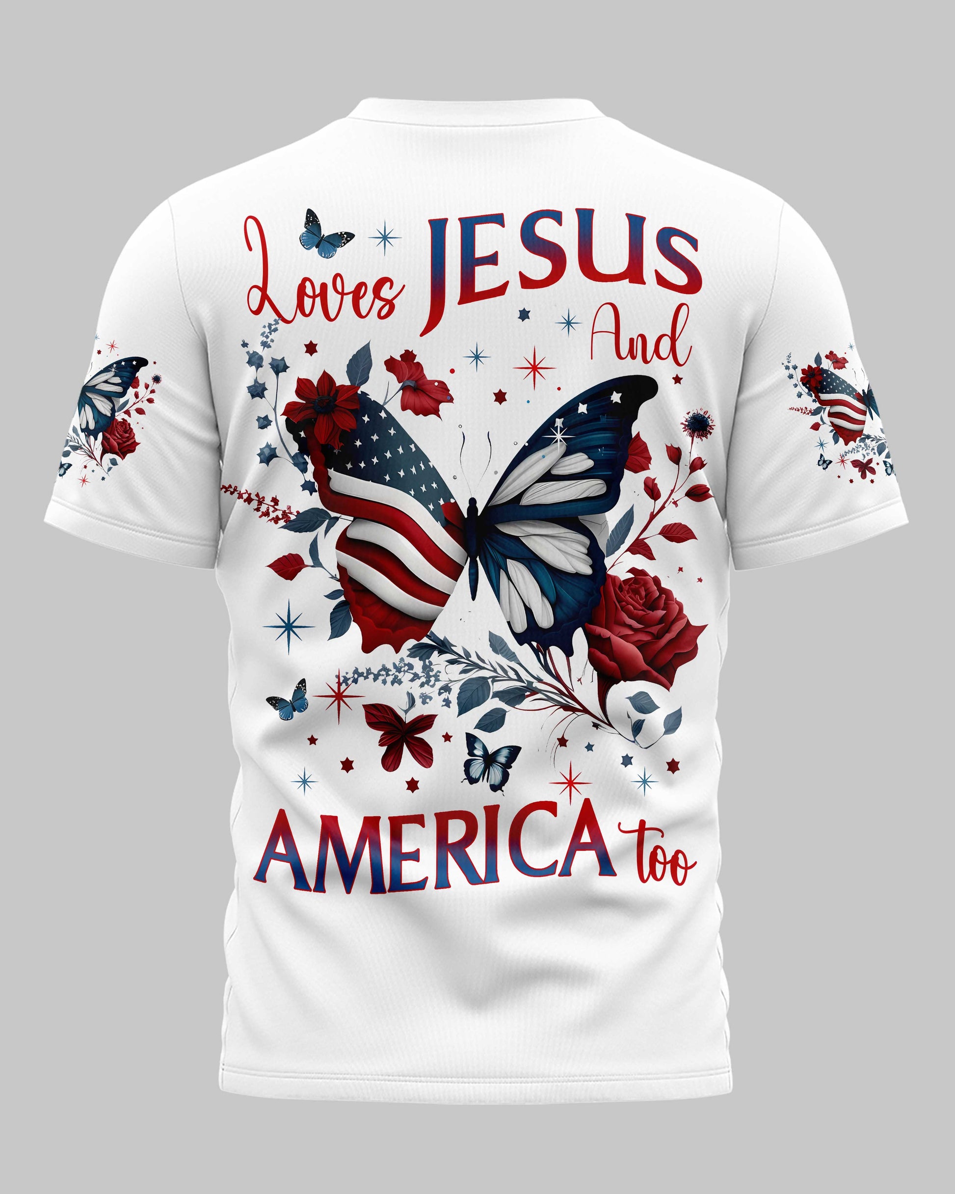 Loves Jesus And America Too All Over Print T-Shirt