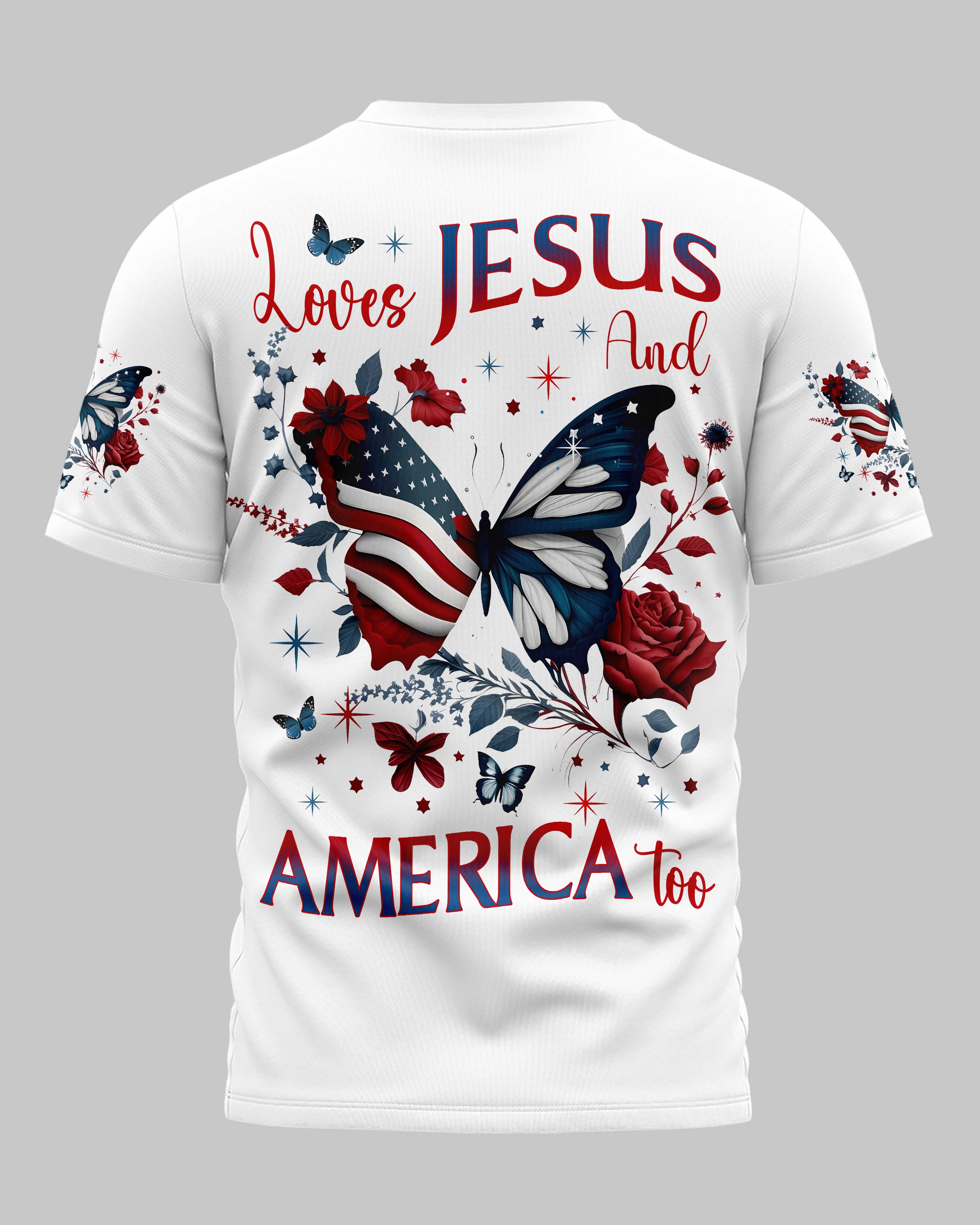 Loves Jesus And America Too All Over Print T-Shirt