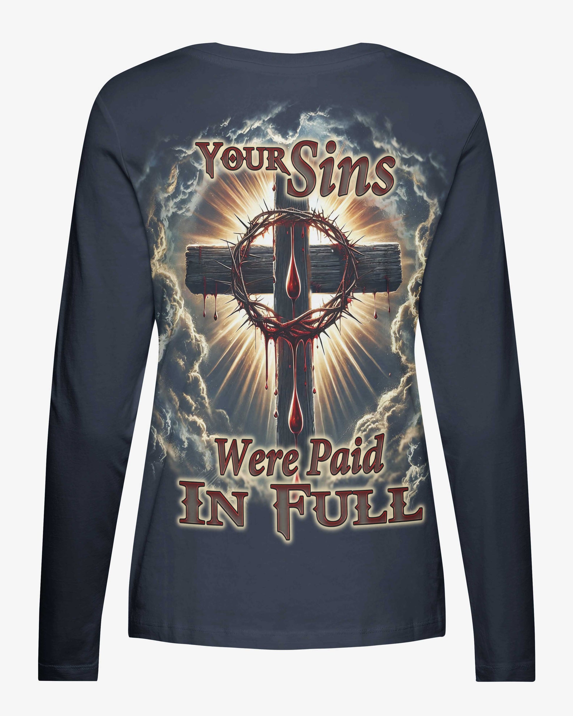Your Sins Were Paid In Full All Over Print V-neck Long Sleeves Shirt