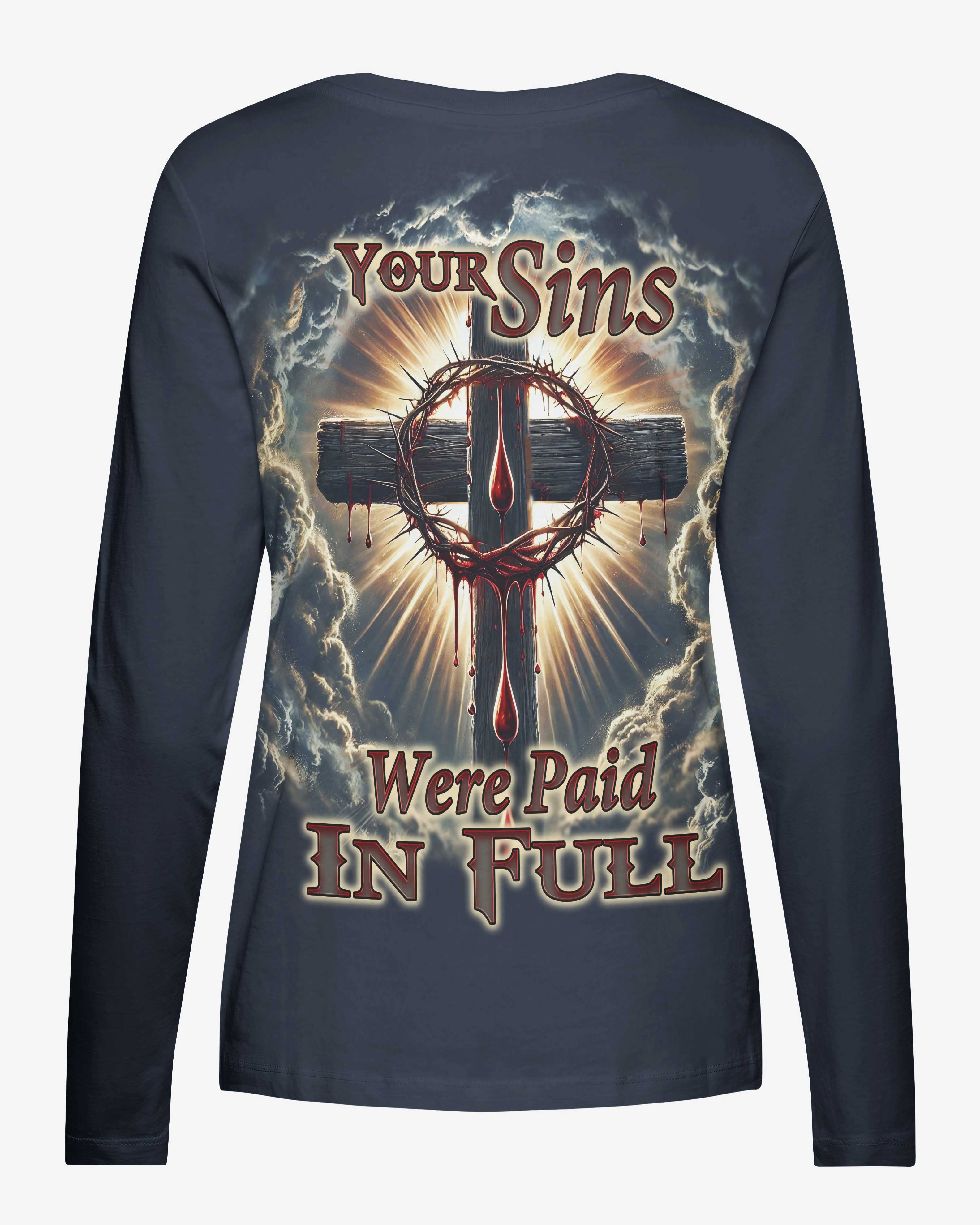 Your Sins Were Paid In Full All Over Print V-neck Long Sleeves Shirt