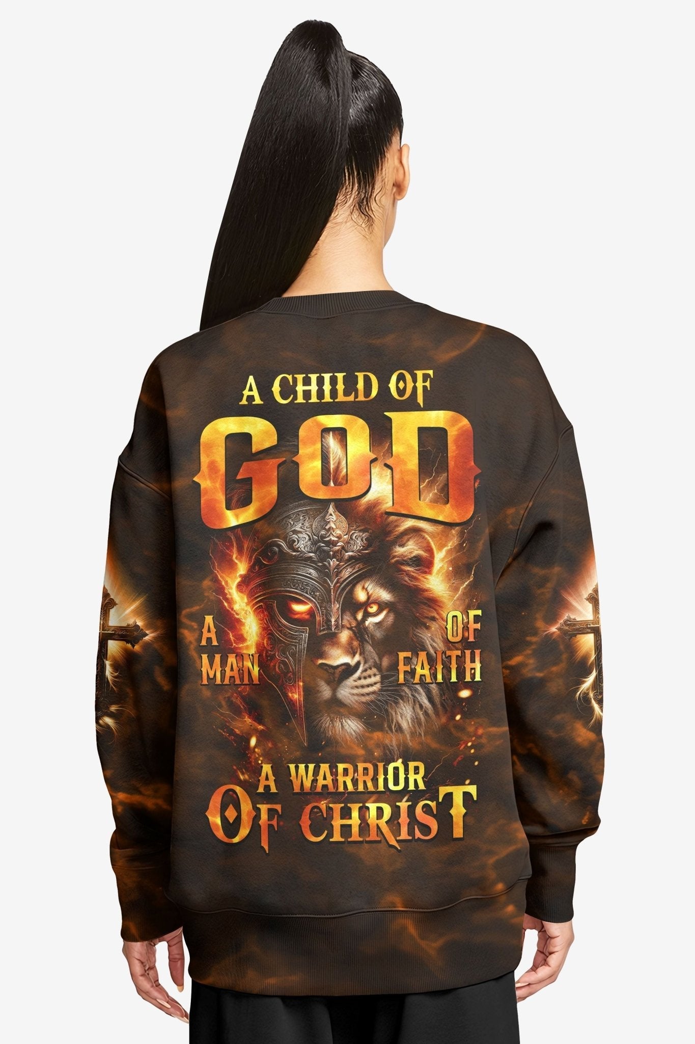 A Child Of God A Man Of Faith A Warrior Of Christ All Over Print Sweater