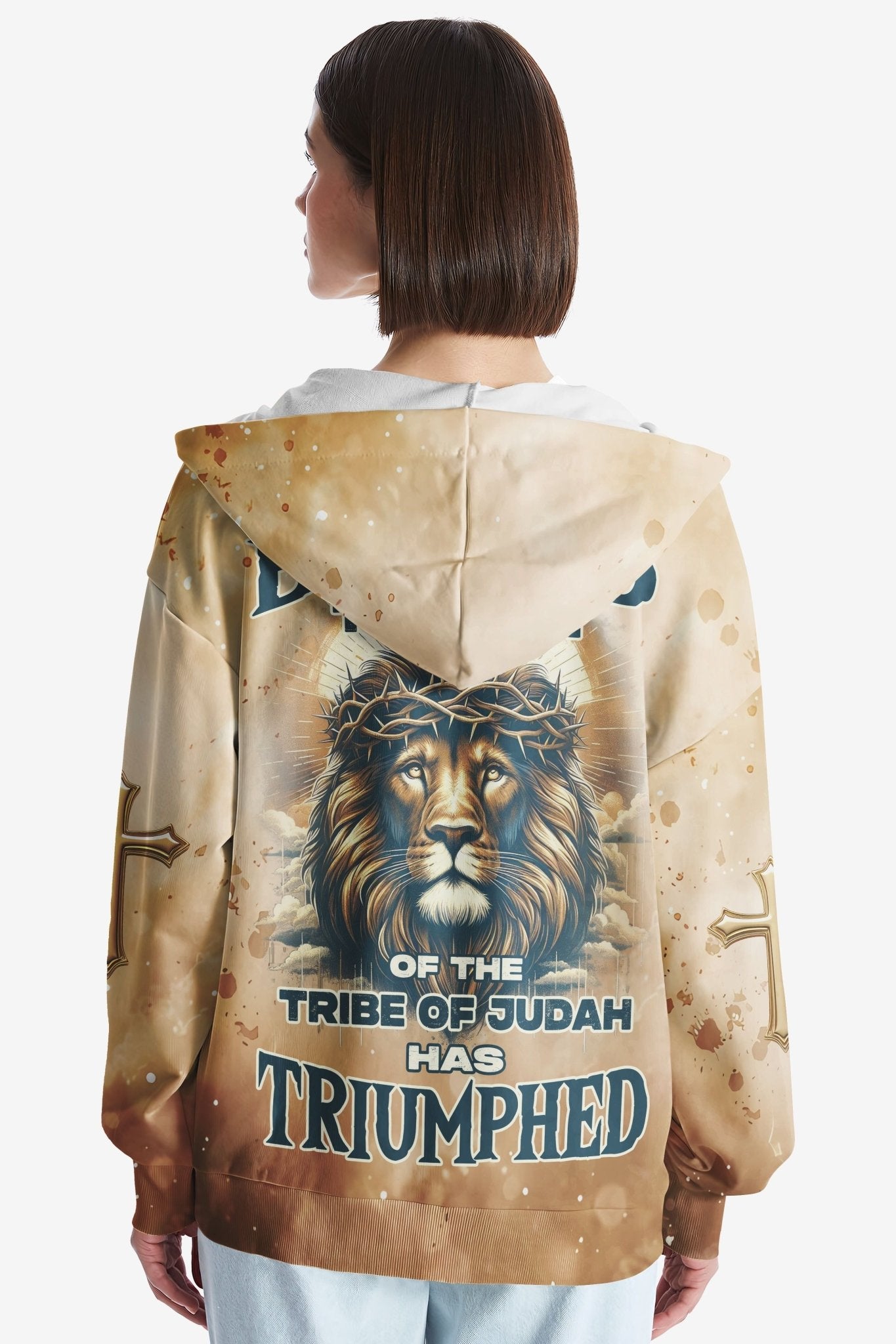 Behold The Lion Of The Tribe Of Judah Has Triumphed All Over Print Zip Hoodie