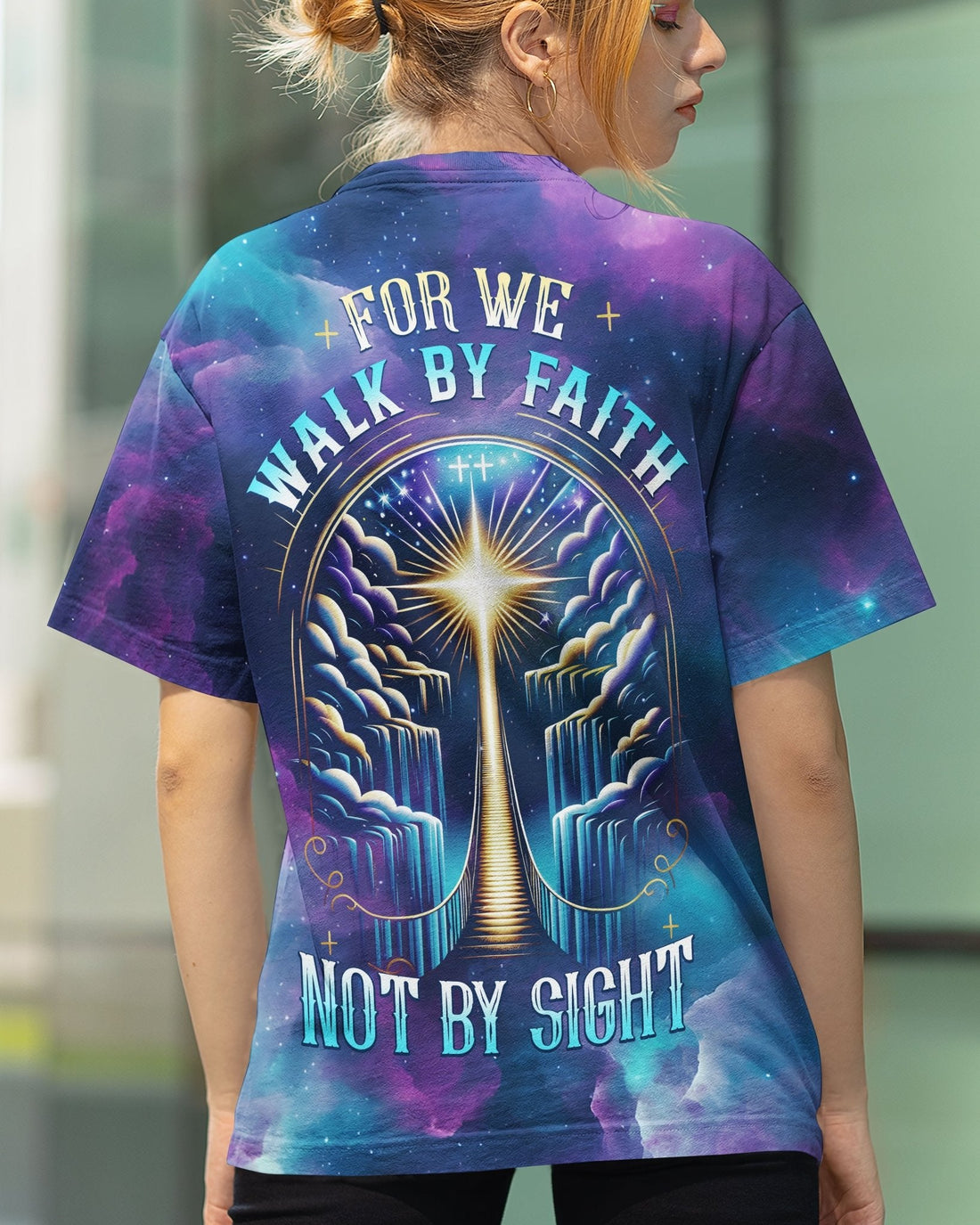 For We Walk By Faith Not By Sight All Over Print T-shirt