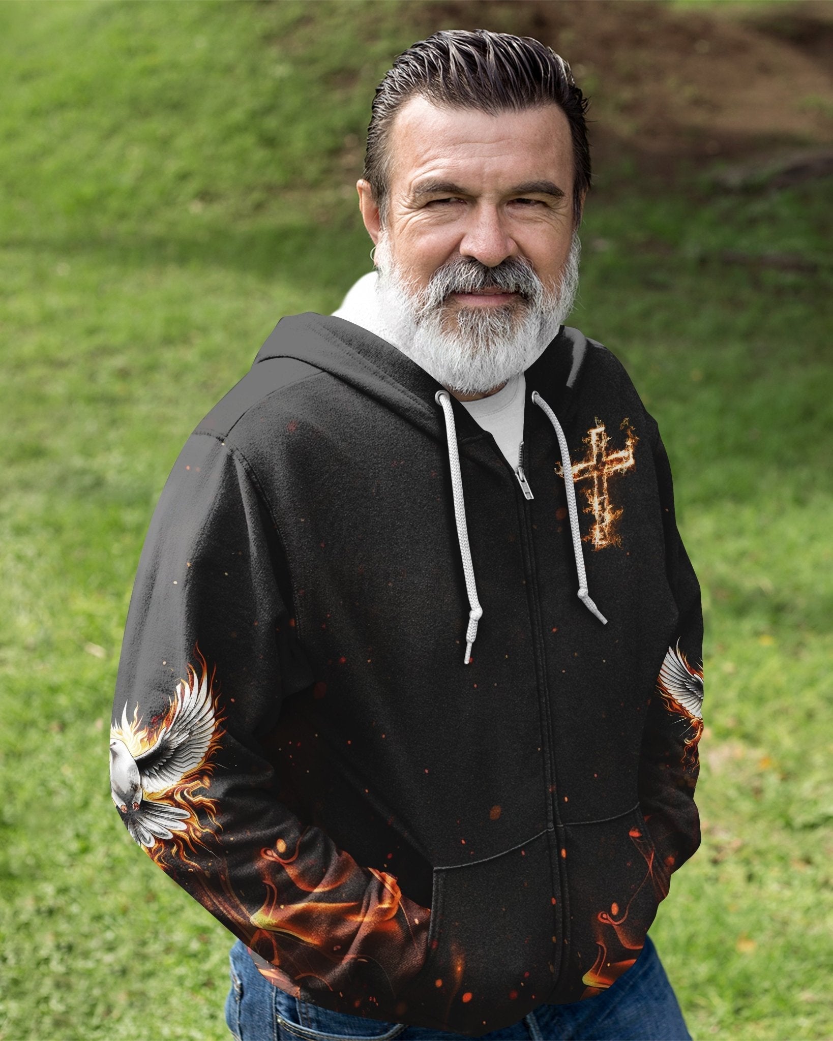 Baptized In Fire Matthew 3:11 All Over Print Zip Hoodie